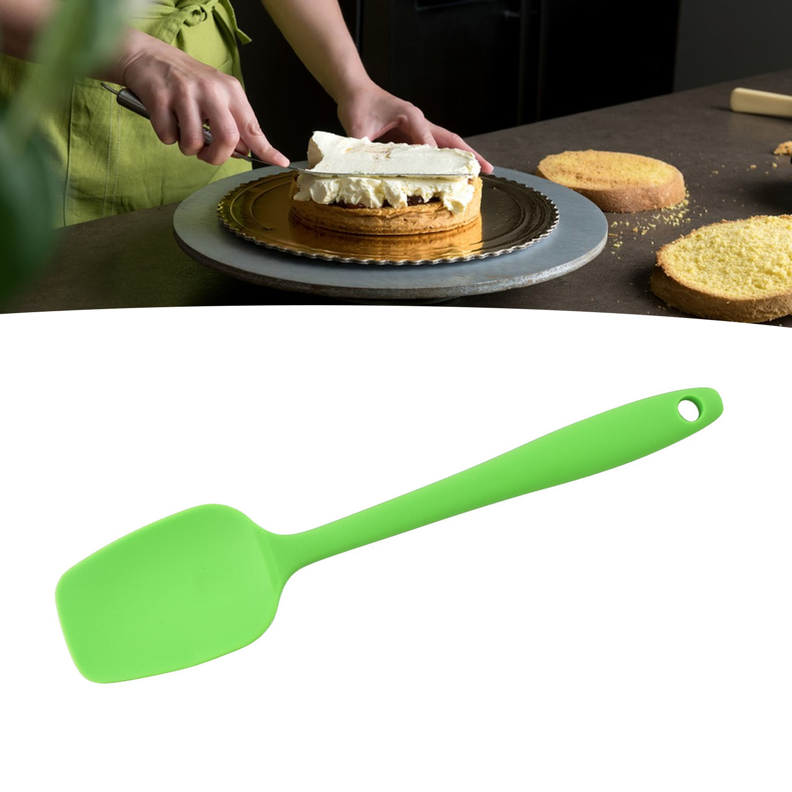Hitzebeständiger Silikonspatel, T-förmig, Komfortabler Griff, Vielseitiges Küchenutensil Für Den Haushalt, Grün.