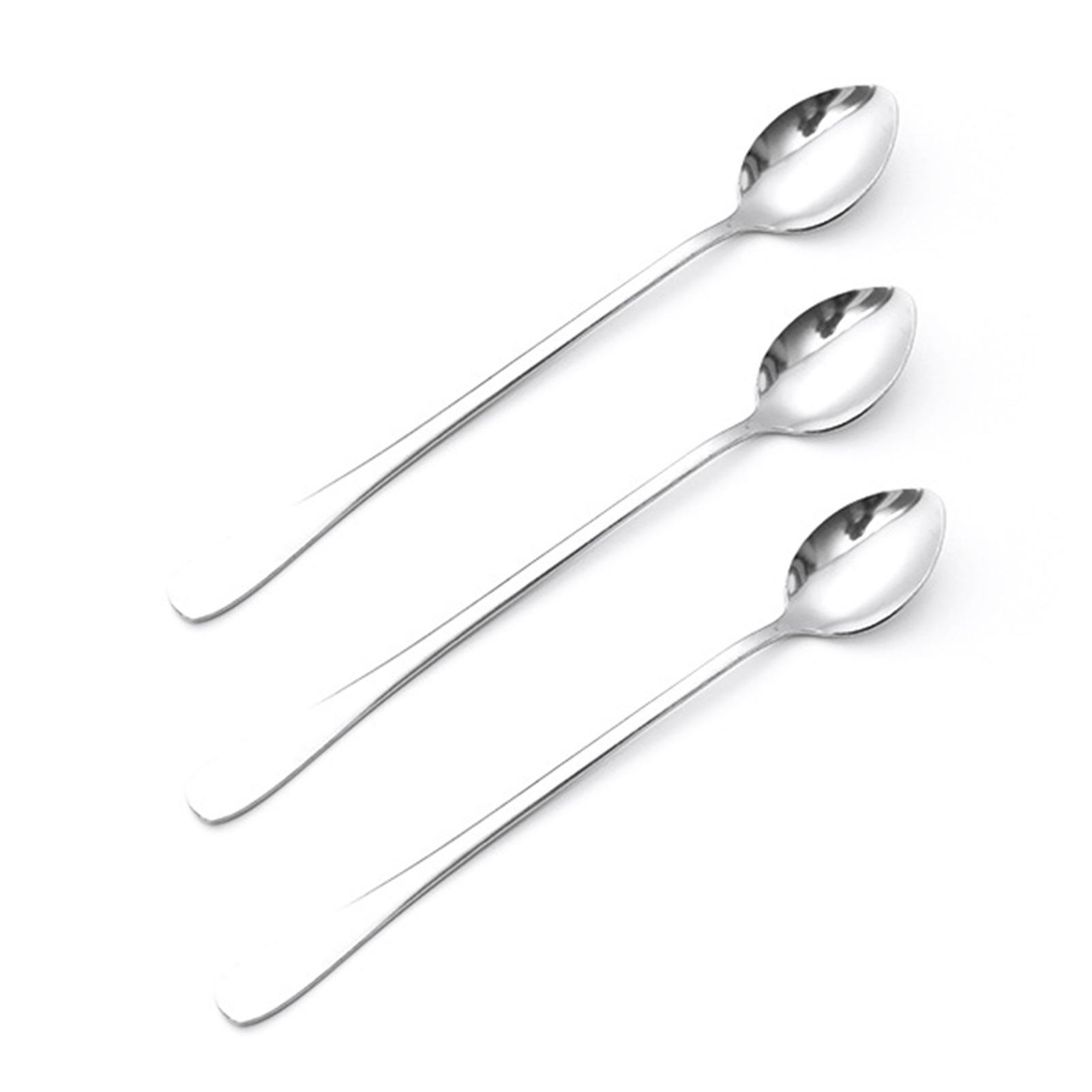 3-teiliges Edelstahl-löffelset Für Kaffee, Eistee, Eiscreme Und Desserts – Schlanker Griff, Spitze Spitze, Ideal Für Bars, Zuhause Und Partys