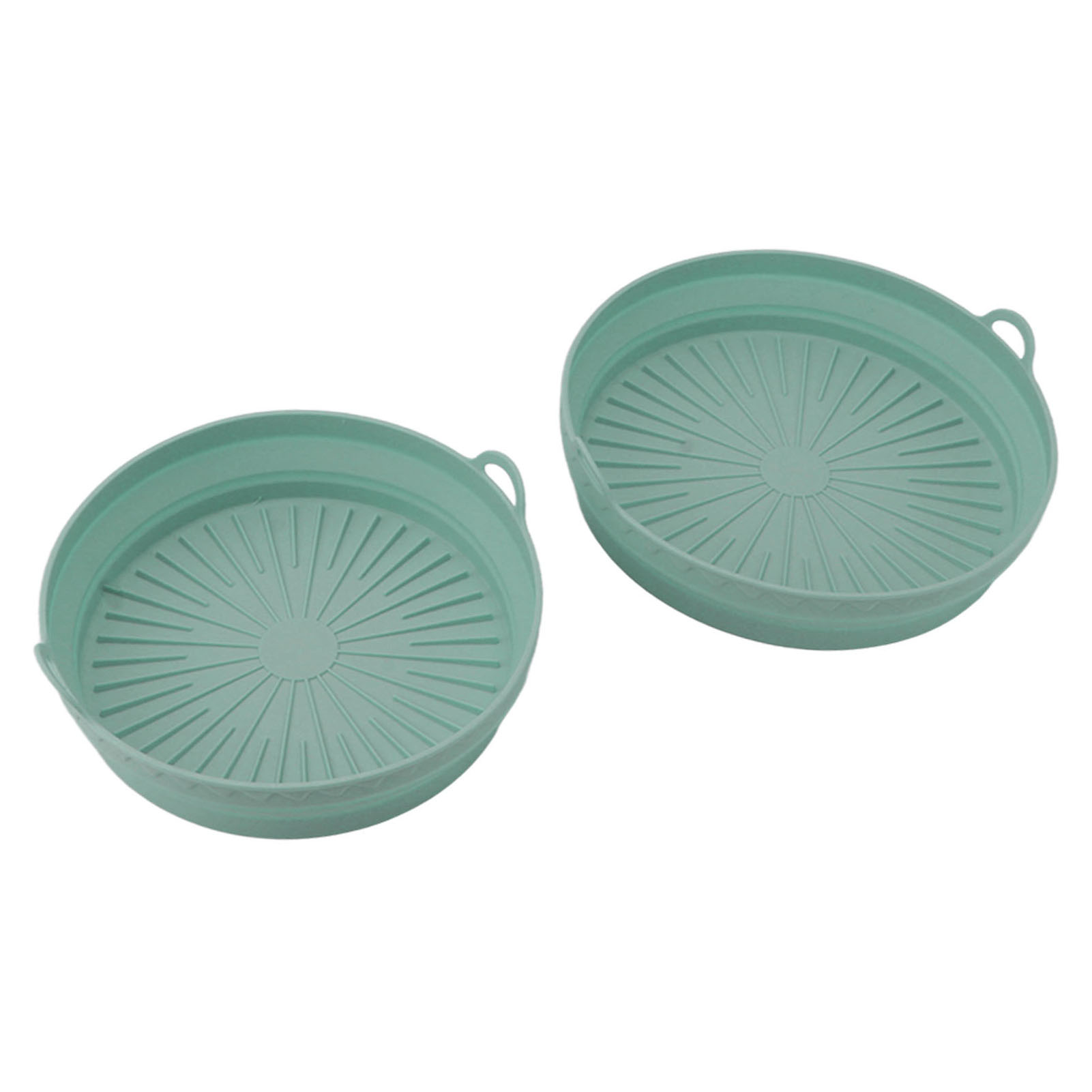 Set Aus 2 Wiederverwendbaren, Zusammenfaltbaren, Grünen Silikon-fritteusenkörben, Frittierschüsseln, Hitzebeständigen Küchenaccessoires.