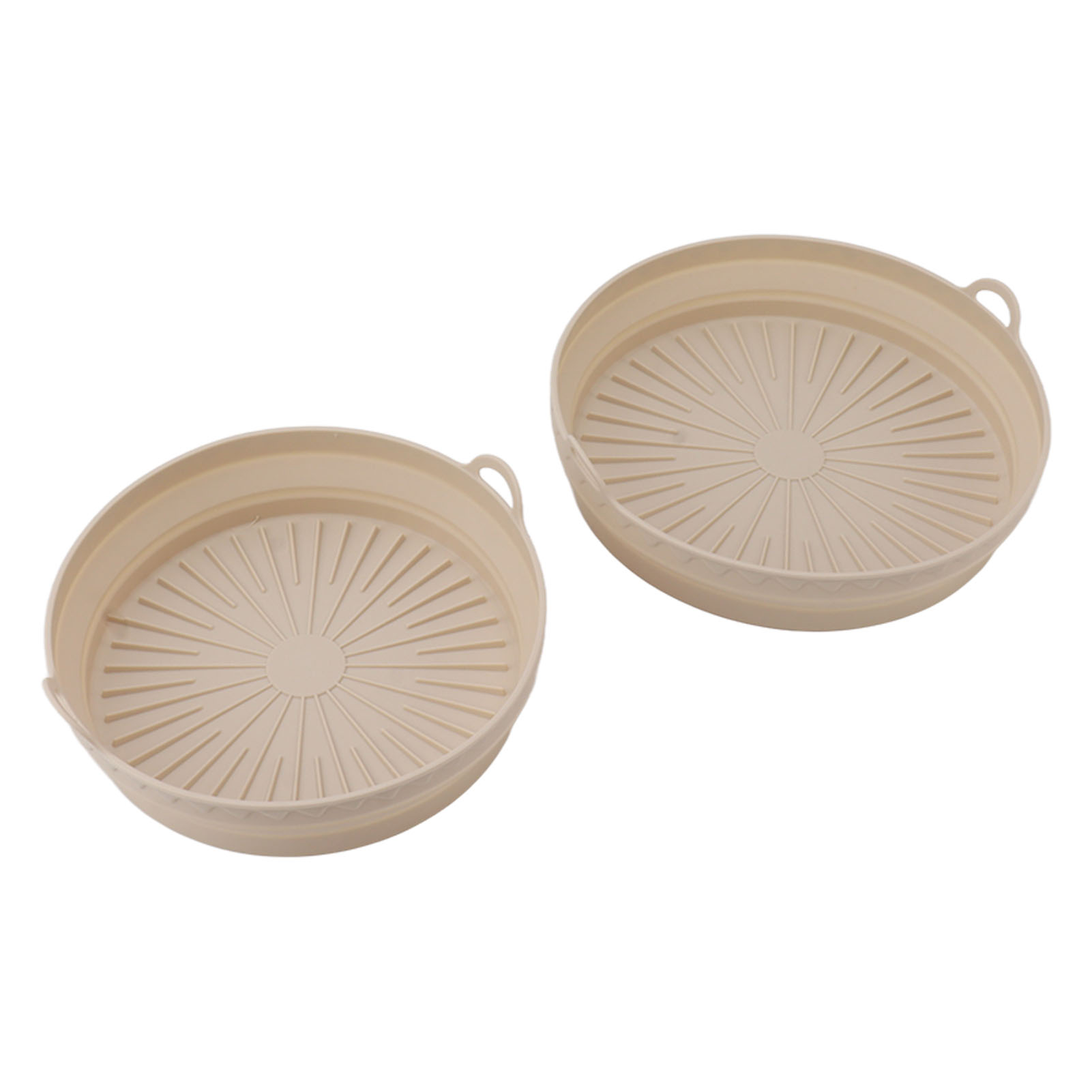 Set Aus 2 Faltbaren Und Wiederverwendbaren Silikon-fritteusenkörben, Schüsseln Für Elektrische Fritteusen, Beige, Hitzebeständig, Praktisches Küchenaccessoire