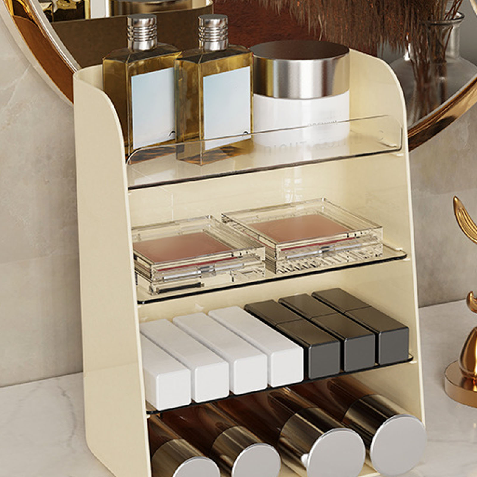 Mehrstufiges Kosmetikregal, Multifunktionaler, Platzsparender Make-up-organizer Fürs Badezimmer, Halter Für Parfümflaschen, Cremes Und Hautpflegeprodukte