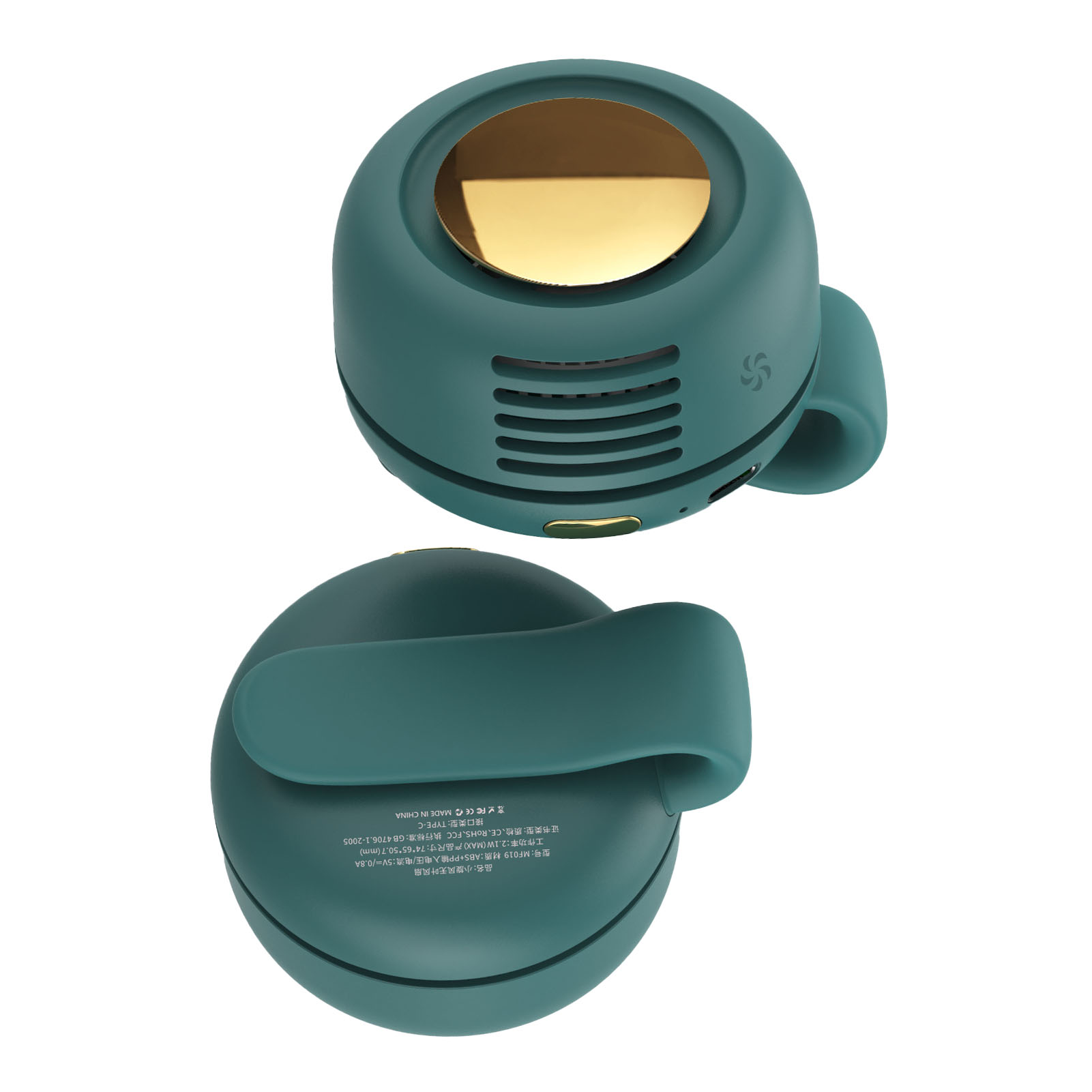 Tragbarer, Klingenloser Ventilator, Usb-aufladbar, Mini-clip Zum Befestigen Für Outdoor-arbeit Und Sport, Grün