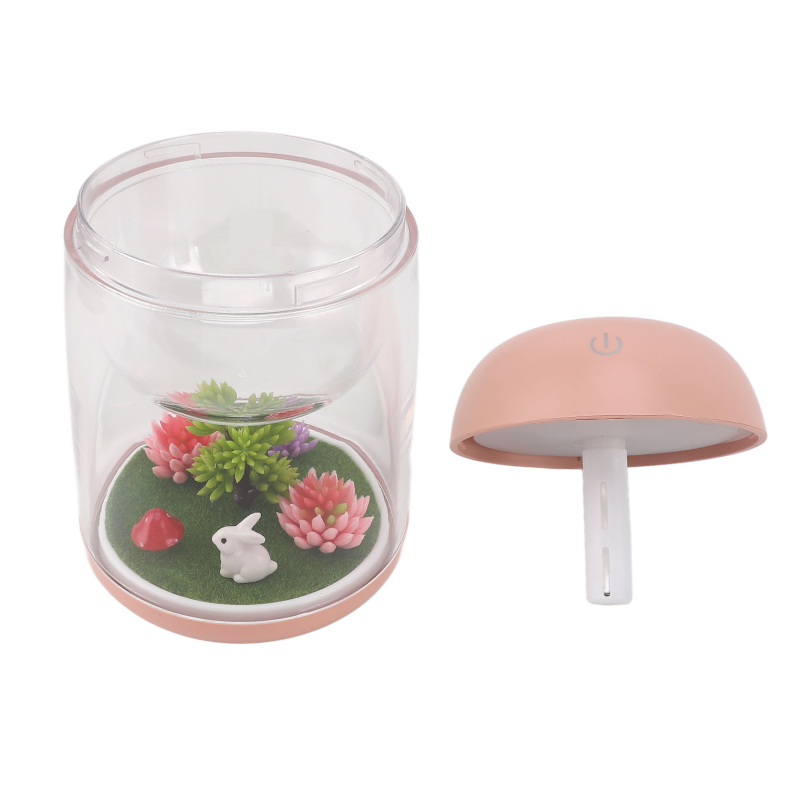 2-in-1 Mini-ultraschall-diffusor Für Ätherische Öle, Feucht, Niedlich Und Leise, Für Schlafzimmer, Büro, Auto, Rosa, Mikrolandschaft.