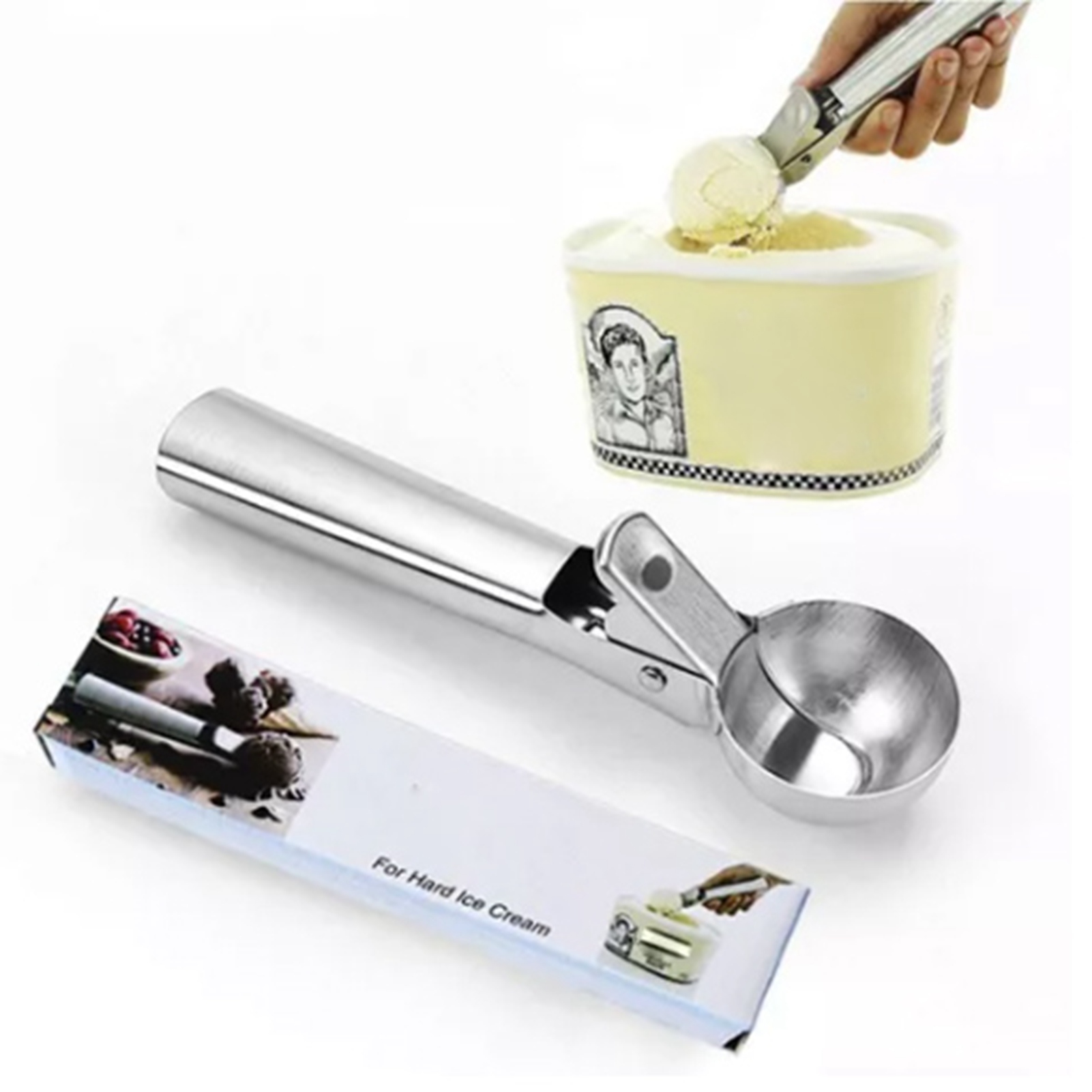 Eiskugelportionierer Aus Edelstahl, Multifunktionaler Kekslöffel, Manuell Und Tragbar, Ideal Für Zuhause, Hotel Und Restaurant