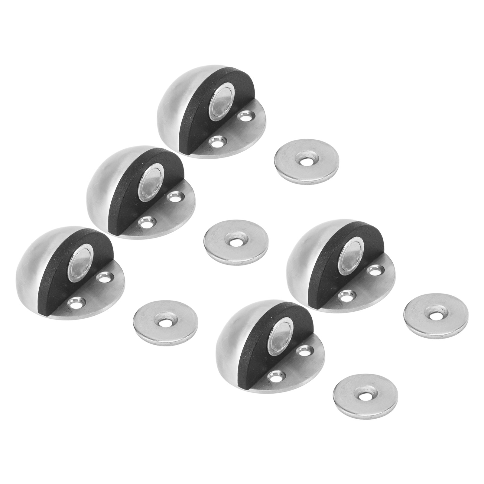 Set Mit 5 Türstoppern Aus Edelstahl Und Gummi, Türstopper Für Schlafzimmer Und Badezimmer, Robuster Türstopper Mit Befestigungsmaterial, 5er-pack.