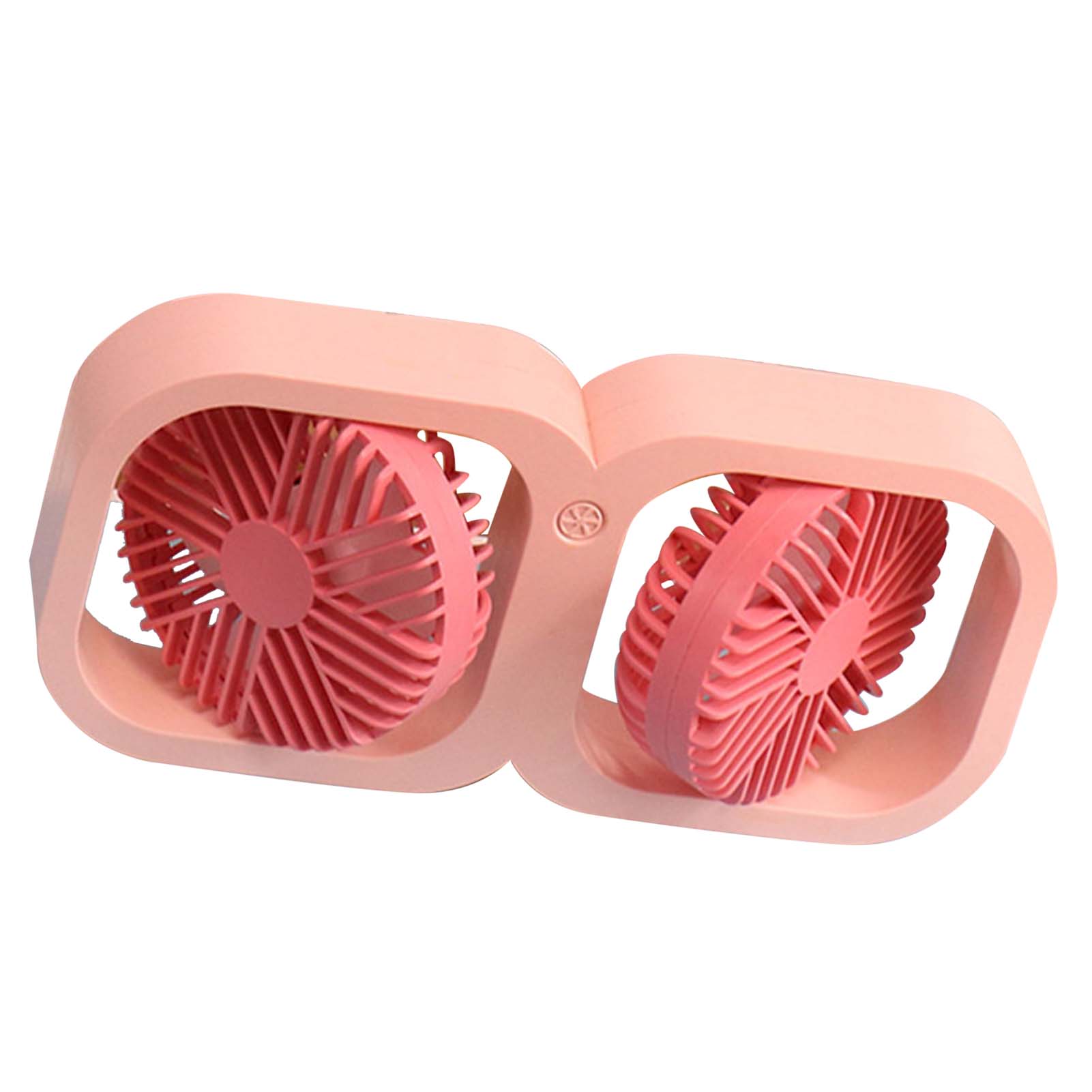 Doppelventilator Mit Zwei Ventilatorköpfen, 2 Geschwindigkeitsstufen, Usb-aufladbar Mit Akku, Ideal Für Büro, Schlafzimmer, Studentenwohnheim, Klassenzimmer, Sommergeschenk, Pfirsichrosa