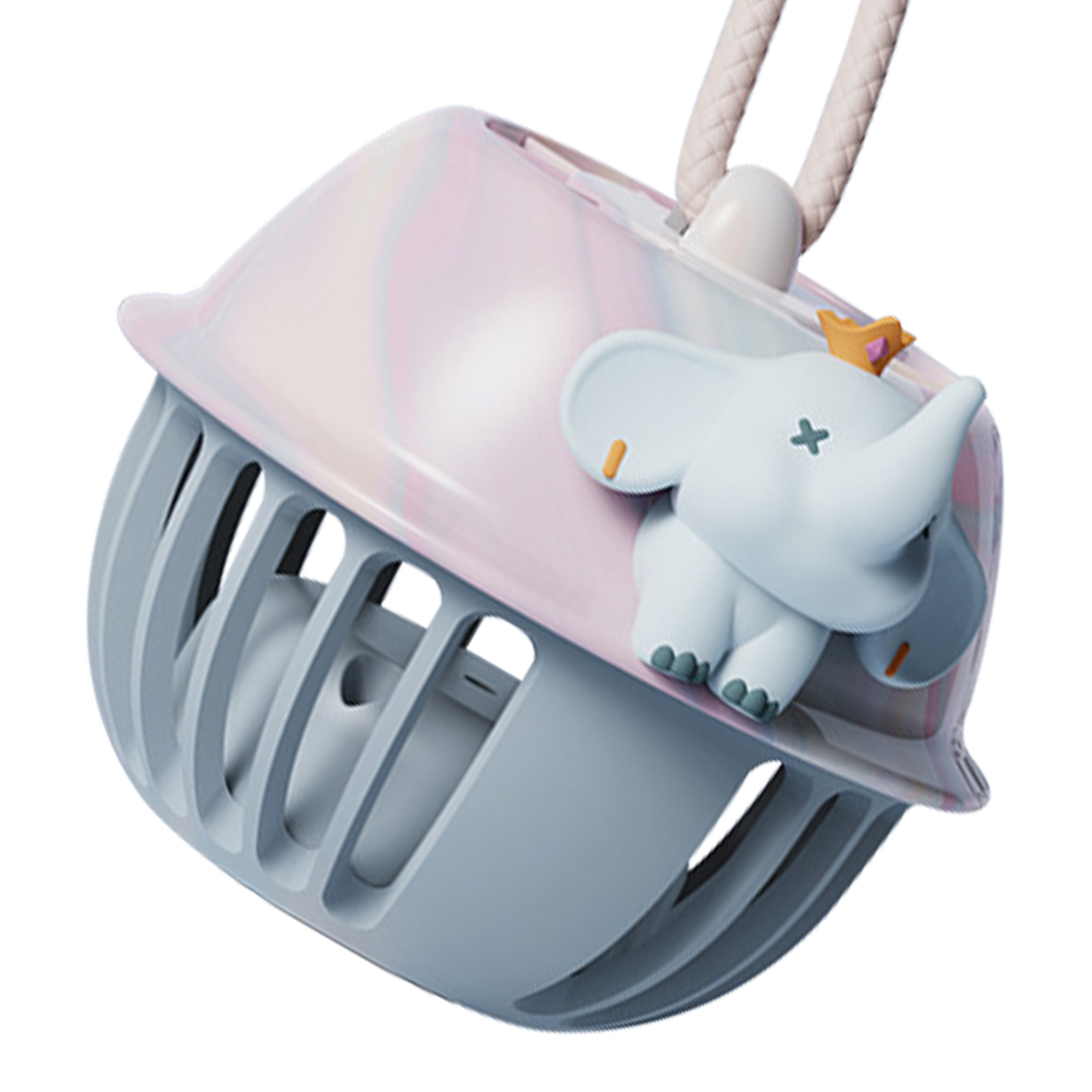 Kabelloser, Tragbarer Usb-ventilator Für Kinder, Mini-handventilator Mit Akku, Hängend, Ohne Rotorblätter, Elefantenkönig-design, Niedlich Und Praktisch