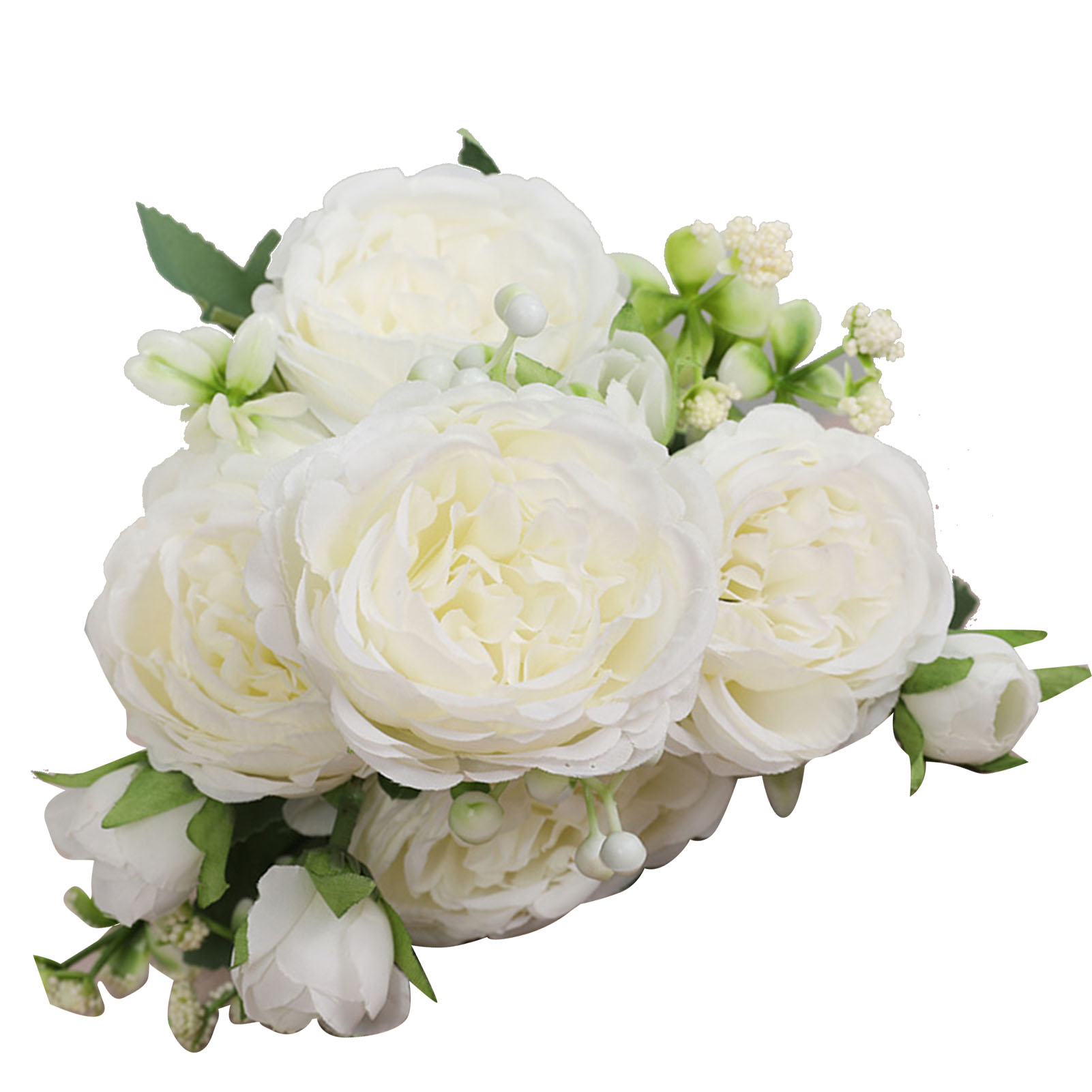 Strauß Aus 3 Stielen Mit 5 Künstlichen Persischen Rosa Blüten Für Hochzeiten, Wohnzimmerdekoration, Weiß