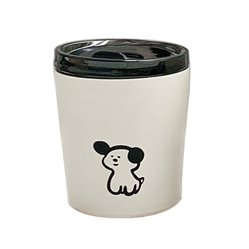 Isolierbecher Mit Mattiertem Edelstahldeckel, Kleiner Thermobecher Für Kaffee Und Wasser, Niedliches Welpenmotiv, 240 Ml