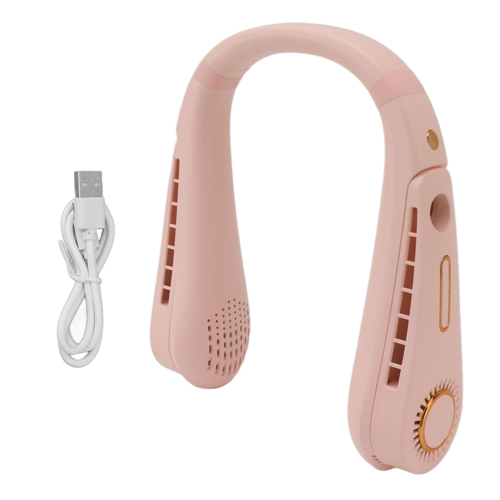 Wiederaufladbarer, Klingenloser Nackenventilator Per Usb, 5 Geschwindigkeitsstufen, Tragbar, Zum Um-den-hals-tragen, Für Den Außenbereich, Pink