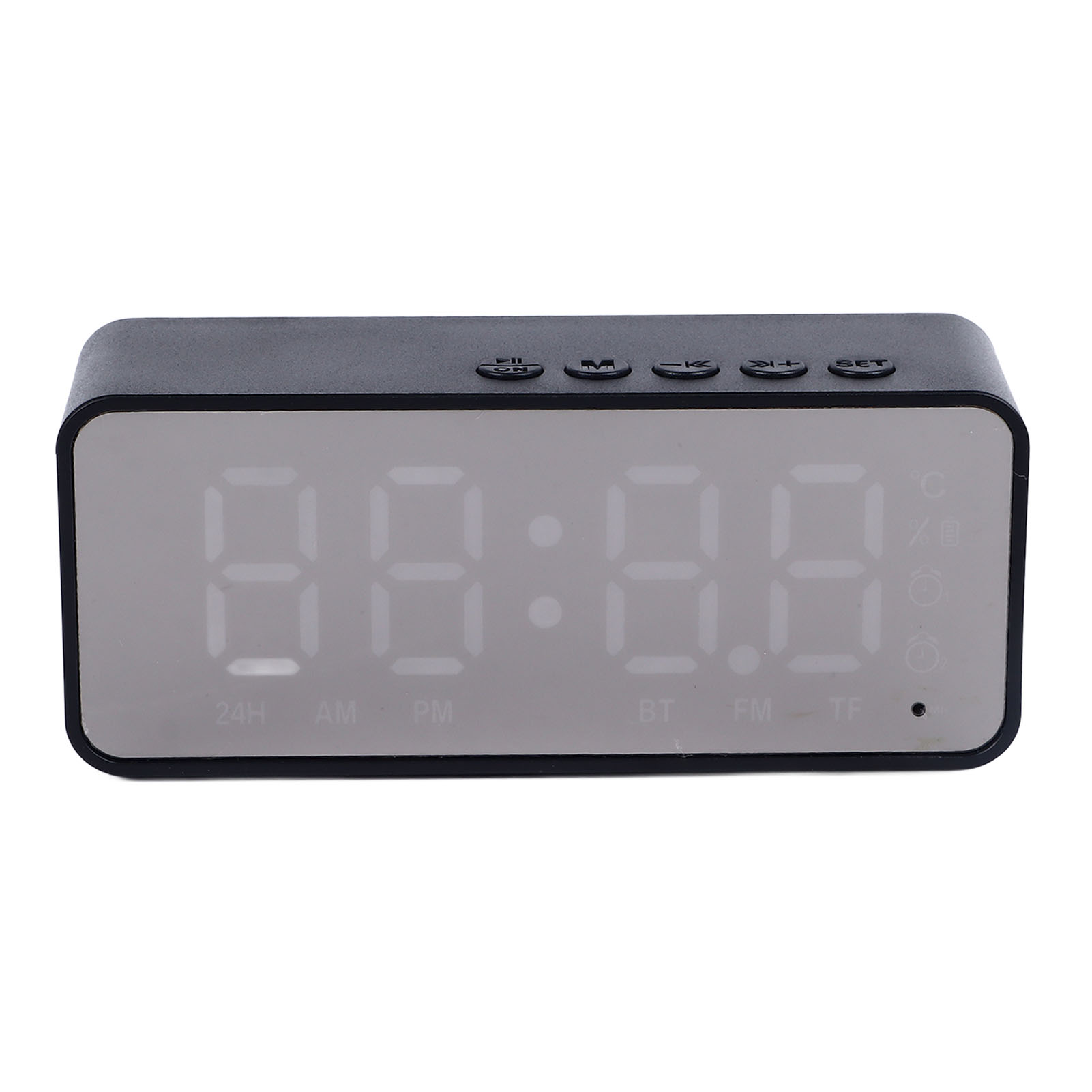 Digitaler Bluetooth-wecker Mit Spiegel Und Wiederaufladbarem Lautsprecher Für Schlafzimmer, Wohnzimmer, Büro Und Tisch – Schwarz