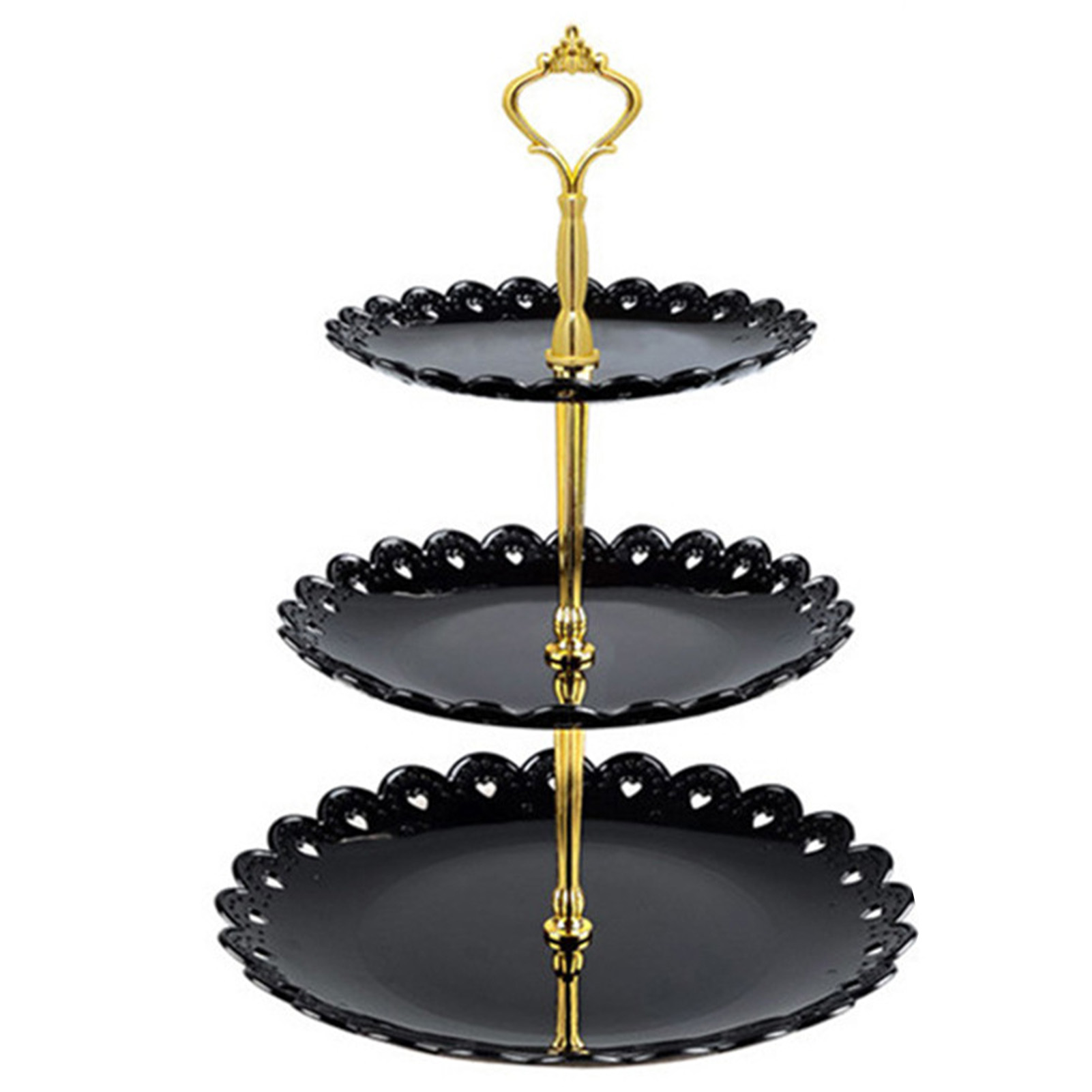 Dreistöckiger Cupcake-ständer, 35 Cm Hoch, Platzsparend, Leichter Dessertturm Für Partys, Schwarz