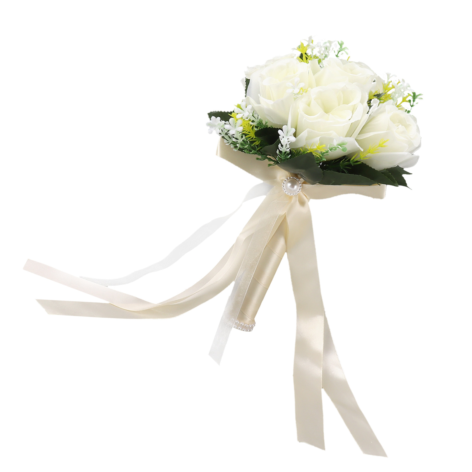 Romantischer Und Exquisiter Brautstrauß Aus Seide Und Kunststoff, Komfortabler Griff, Zeremonielle Blumen Für Die Innendekoration, Milchig-weiß.