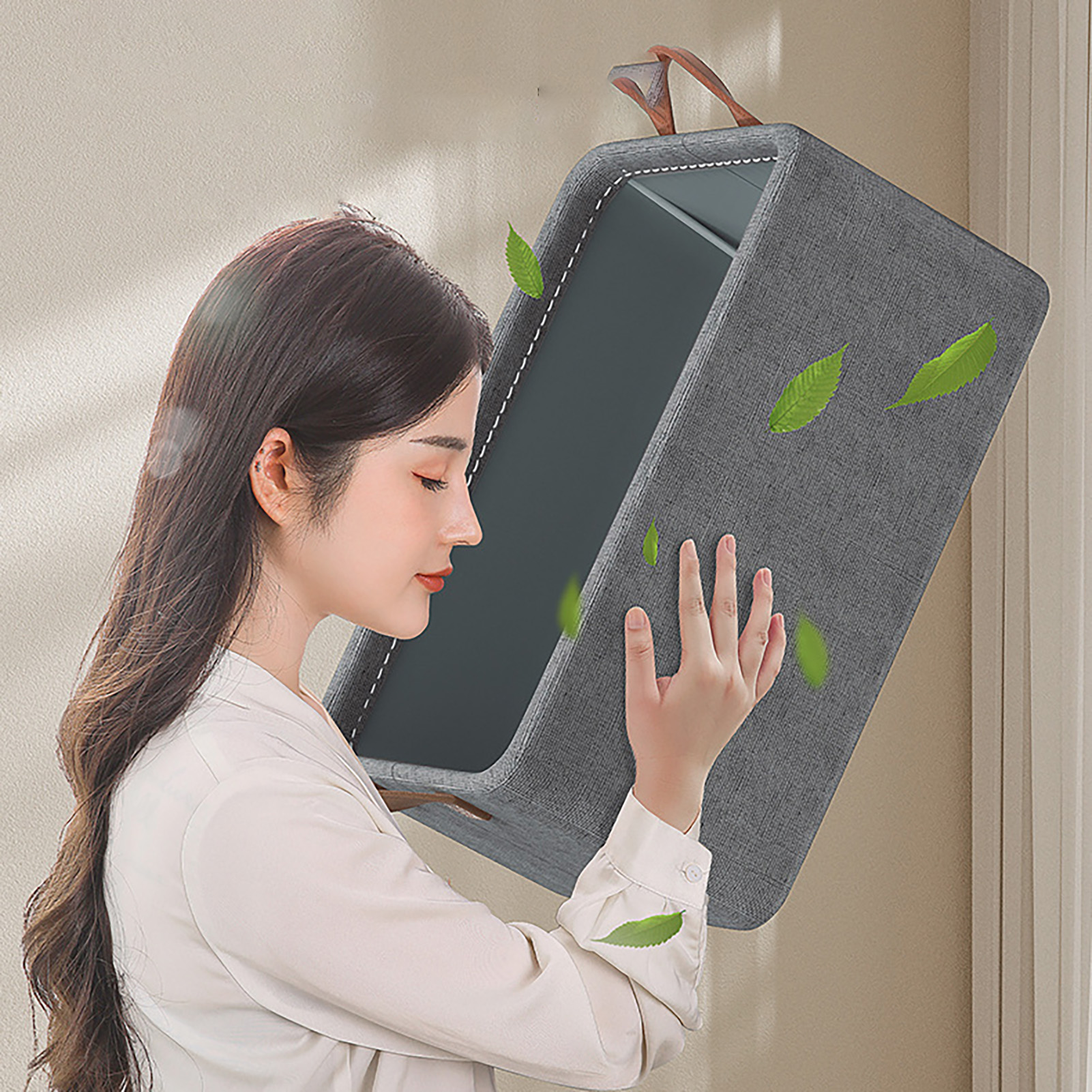 Verstauen Sie Ihre Kleidung In Dieser Faltbaren Aufbewahrungsbox Mit Verzinktem Stahlrahmen, Tragegriff, Dickem Stoff, Grau, Ideal Für Regale, Kleiderschrank Und Waschküche.