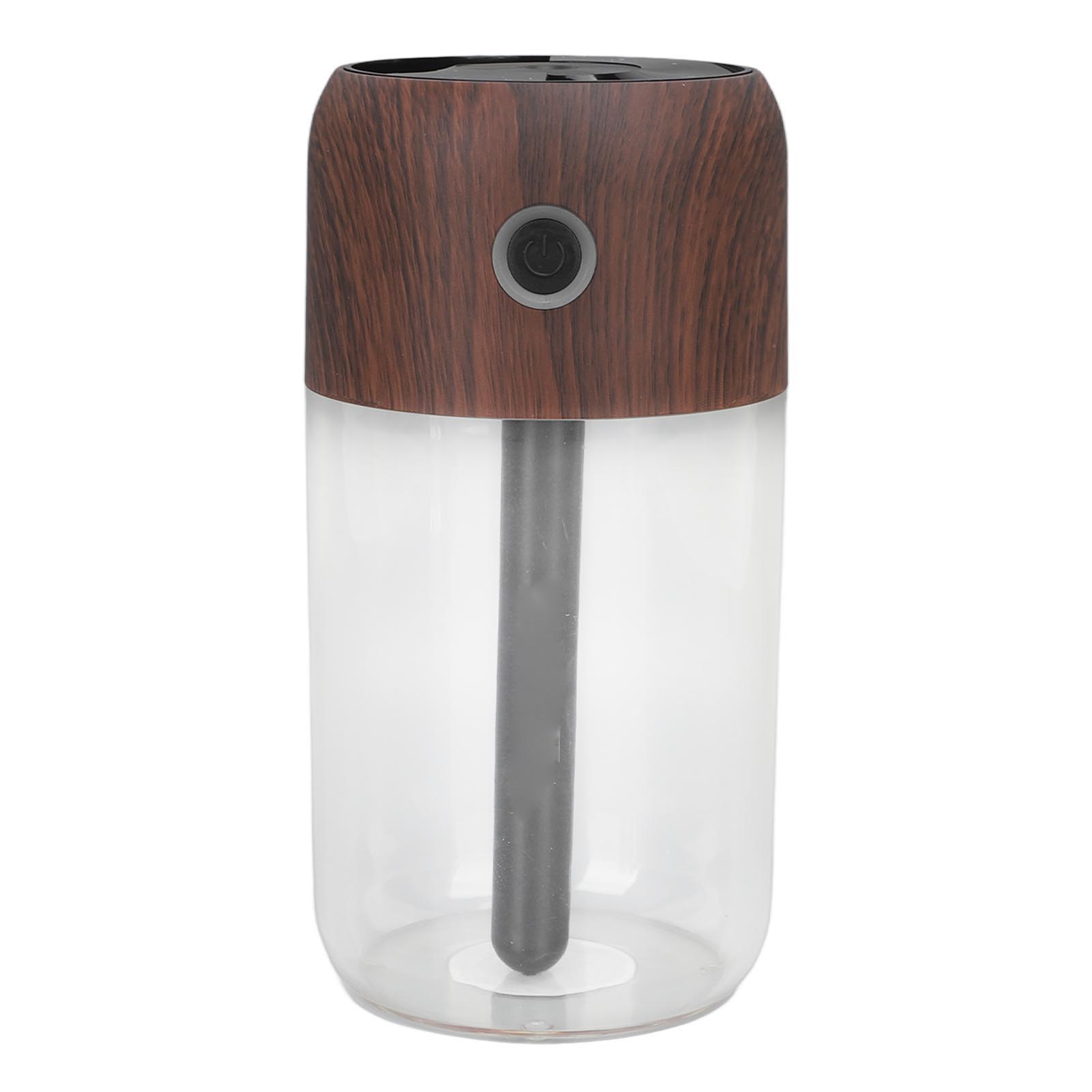Mini-luftbefeuchter (300 Ml) Mit Farbigem Nachtlicht, Leiser Betrieb, Ideal Für Auto, Büro, Schlafzimmer Und Wohnzimmer, Schwarze Holzoptik, Inklusive Filter – Das Perfekte Geschenk