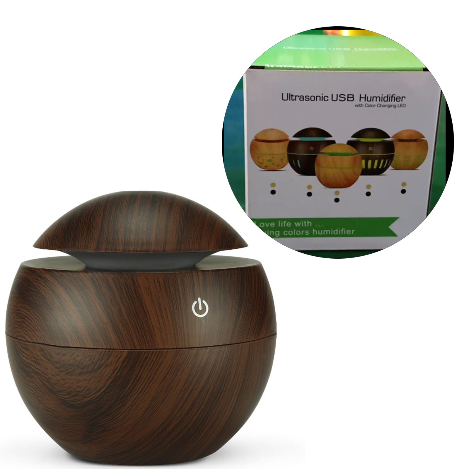 Mini-luftbefeuchter 130 Ml, Holzoptik, Usb, 2 W, Für Schlafzimmer, Büro, Hotel