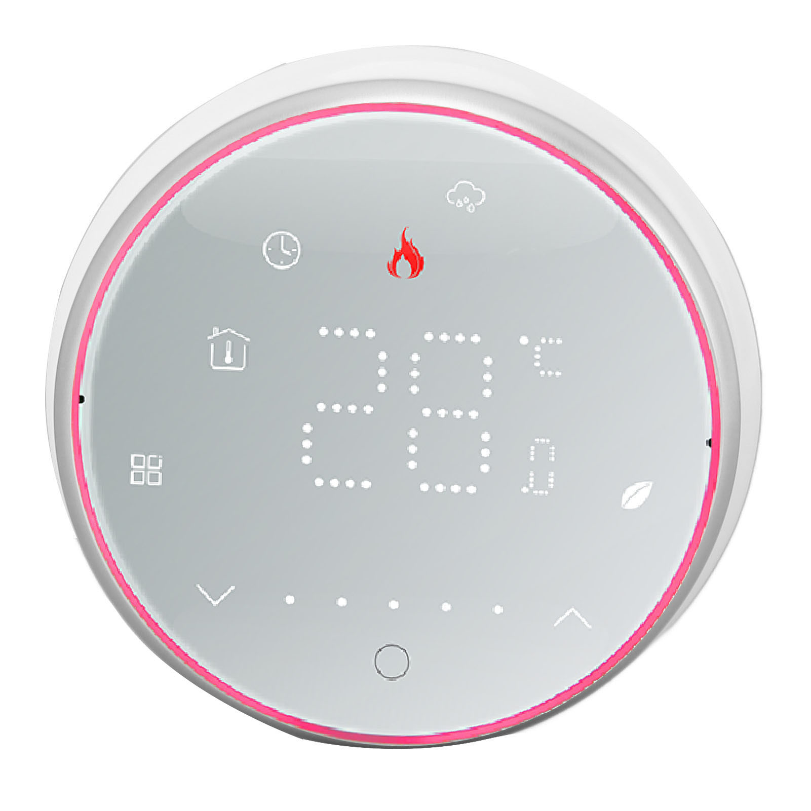 Programmierbarer Smart-thermostat Mit 1-wochen-taktung, Rundes Led-einbaudisplay, Digitaler Regler (ac 95–240 V), Warmwasserbereitung, Weiß, Wanddisplay