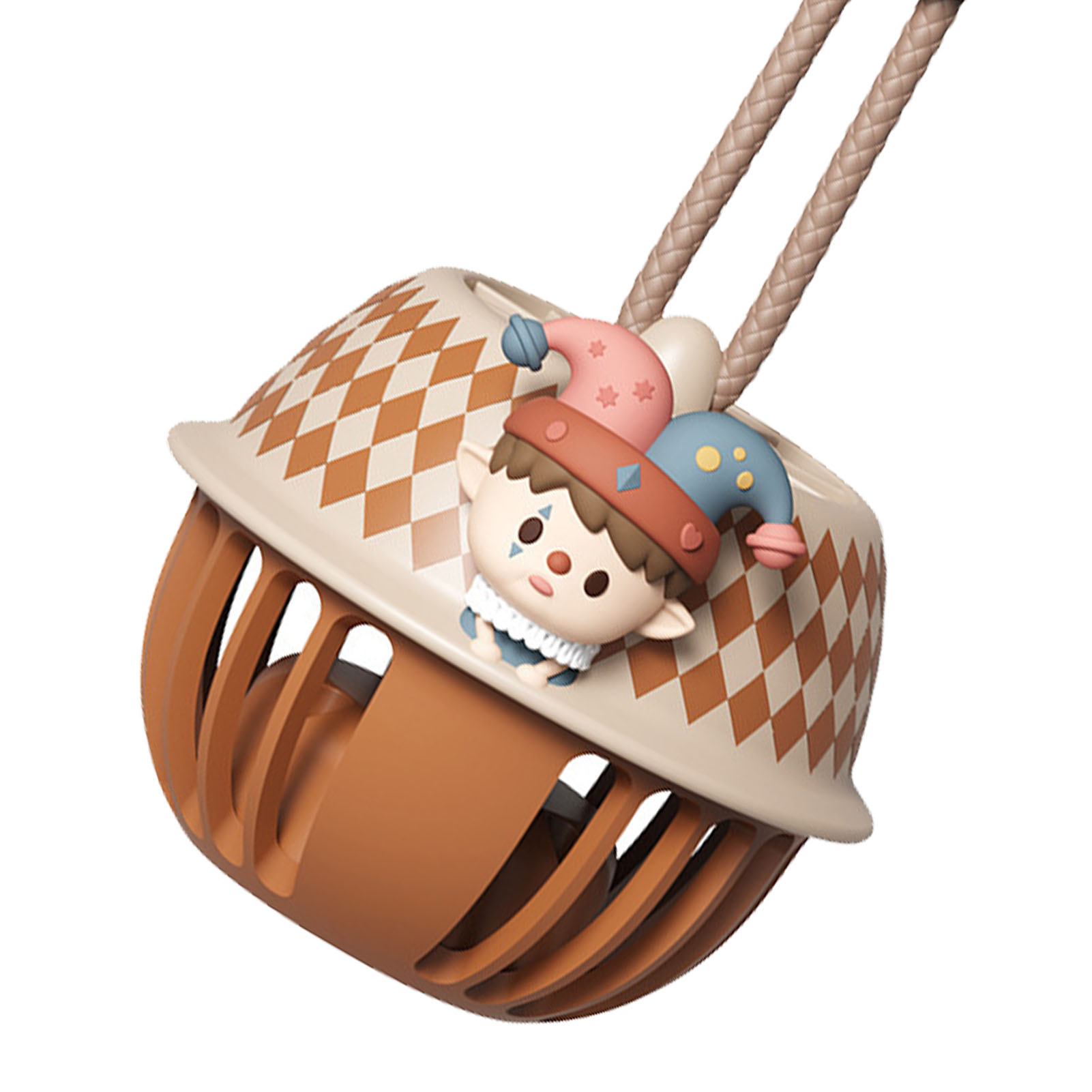 Tragbarer, Kabelloser, Per Usb Aufladbarer Ventilator Für Kinder, Mini-hängeventilator Mit Tragegurt, Ohne Rotorblätter, Tragbar, Für Die Kleinsten, Clown-modell, Mit Eingebautem Ladegerät.