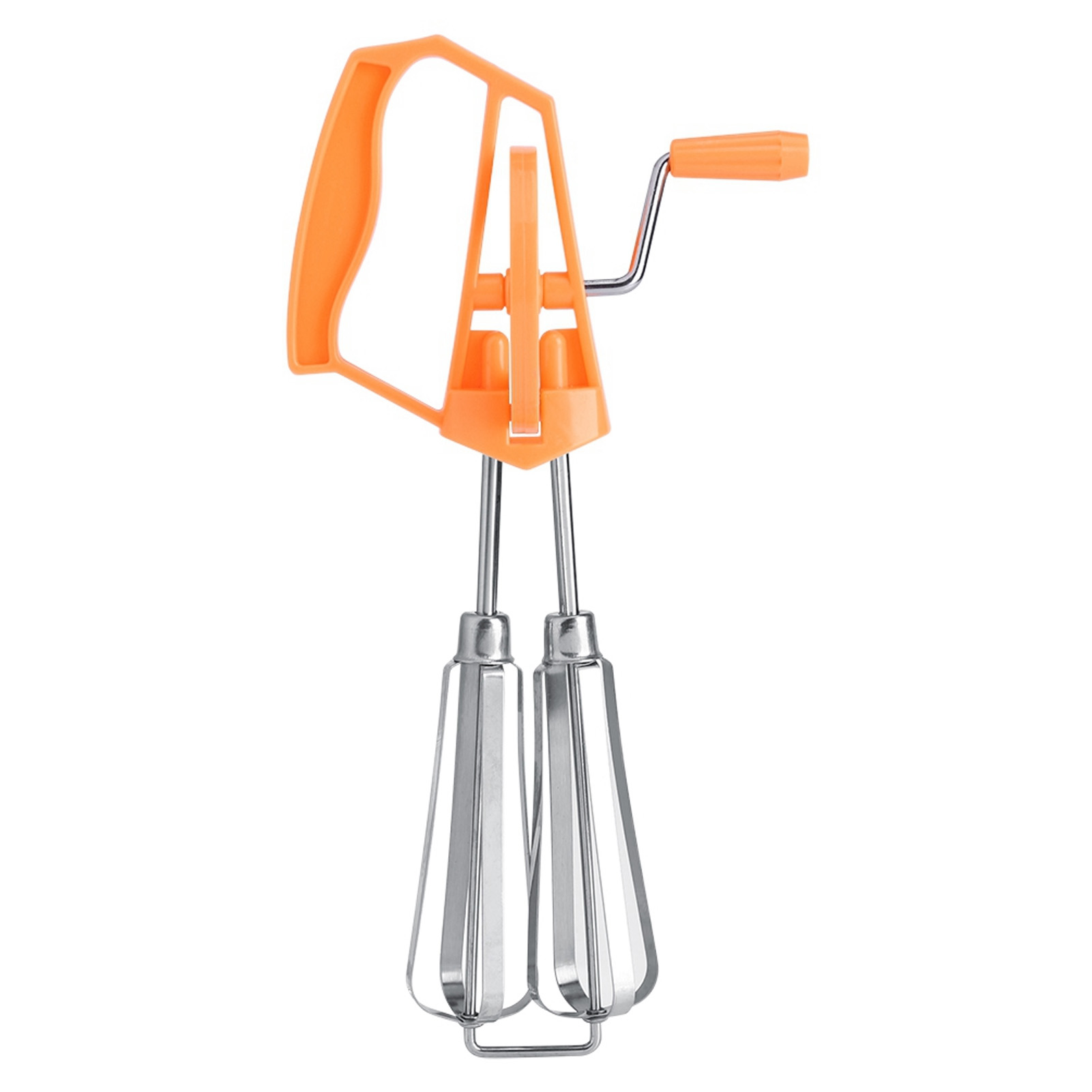 Handkurbel-schneebesen Aus Edelstahl Und Kunststoff, Selbstverriegelnd, Leichtgängig Für Die Heimische Küche, Orange