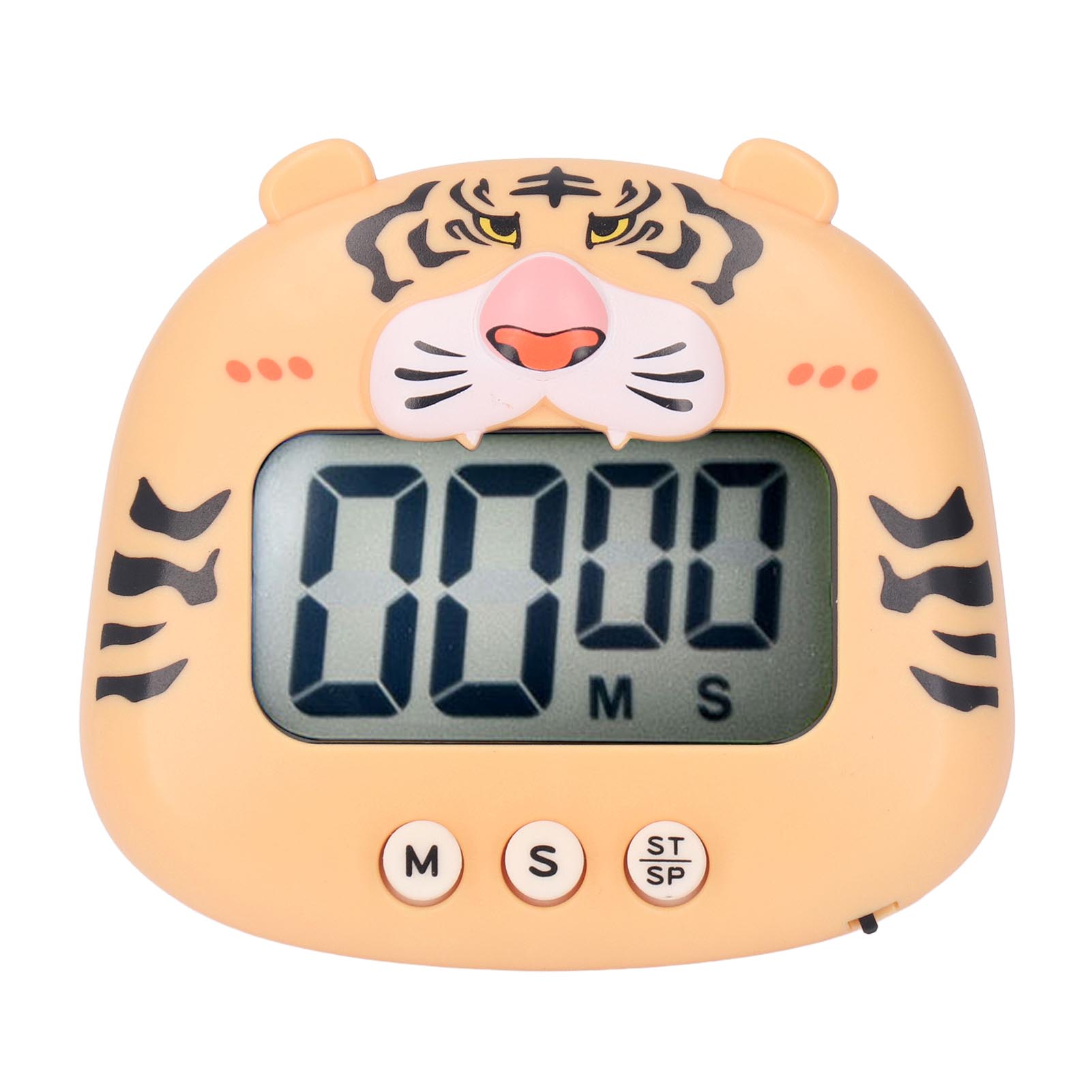 Digitaler Küchentimer Mit Countdown Und Stoppuhr, Blinkendem Alarm, Lustigem Gelbem Tigerdesign, Einfach Zu Bedienen Mit Ständer Zum Kochen Und Unterrichten