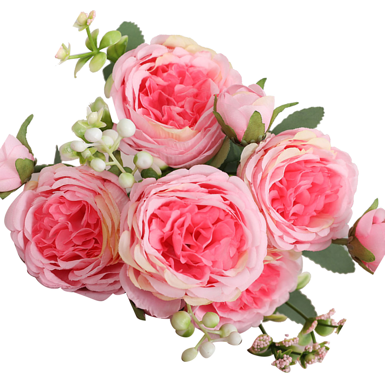 Strauß Aus 3 Stielen Mit 5 Künstlichen Persischen Rosa Blüten Für Hochzeiten, Heimdekoration, Wohnzimmer, Dunkelrosa
