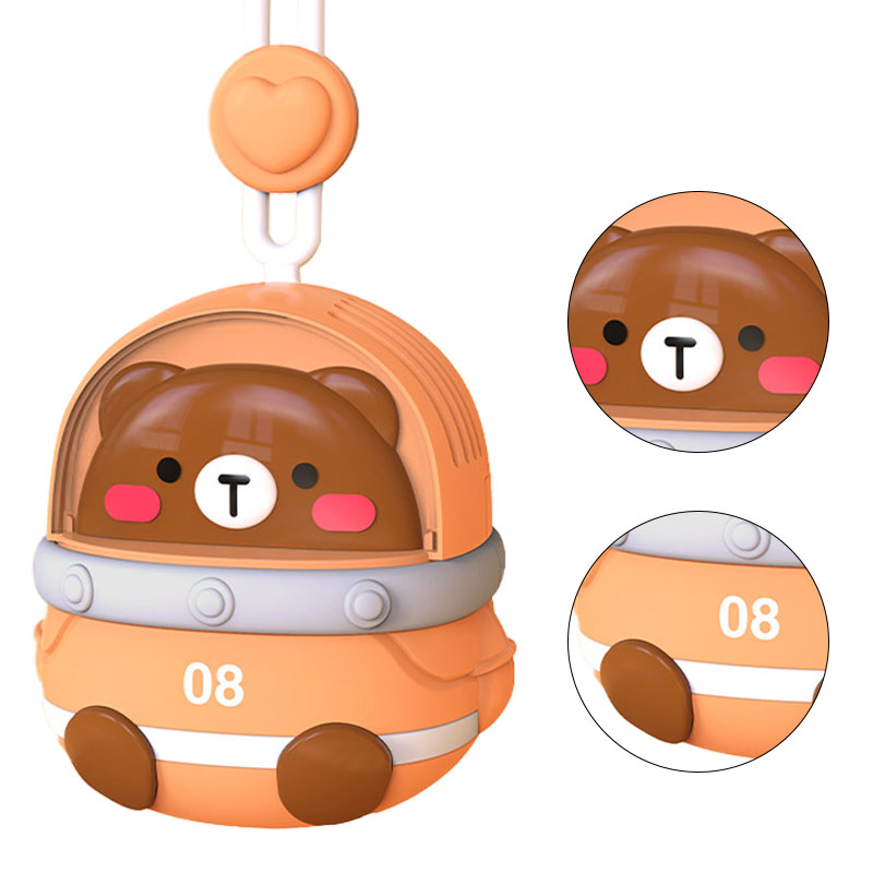 Usb-wiederaufladbarer Nackenventilator, Mini-handventilator, Niedliches Tiermotiv, 3 Geschwindigkeitsstufen, Braun