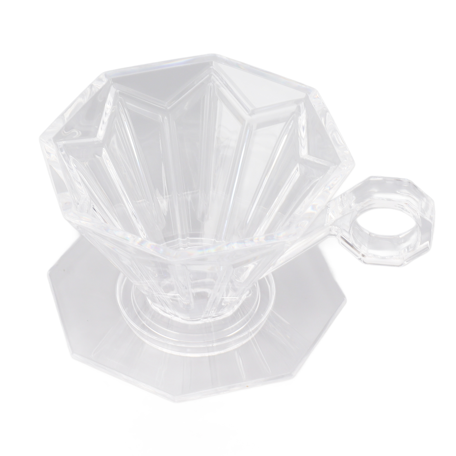 Wiederverwendbarer, Papierloser Kaffeefilter Aus Kunstharz, Achteckiger Kegel Mit Griff Für V60, Transparent, Kompatibel Mit Filterkaffeemaschinen