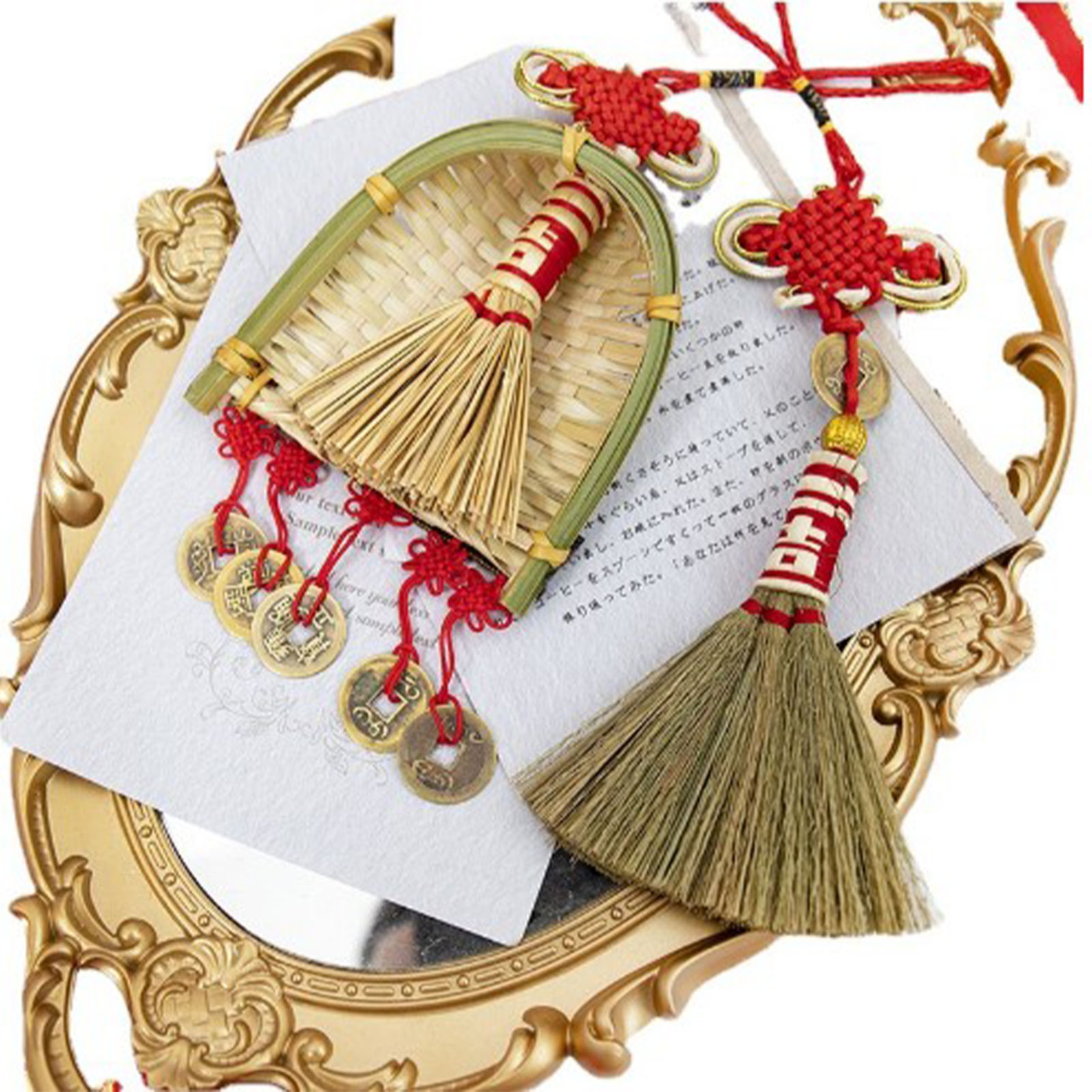 Chinesischer Glücksstaubbesen, Dekorativer Anhänger Mit Quaste, Mini-glücksbesen, Hängedekoration Für Neujahr, M3