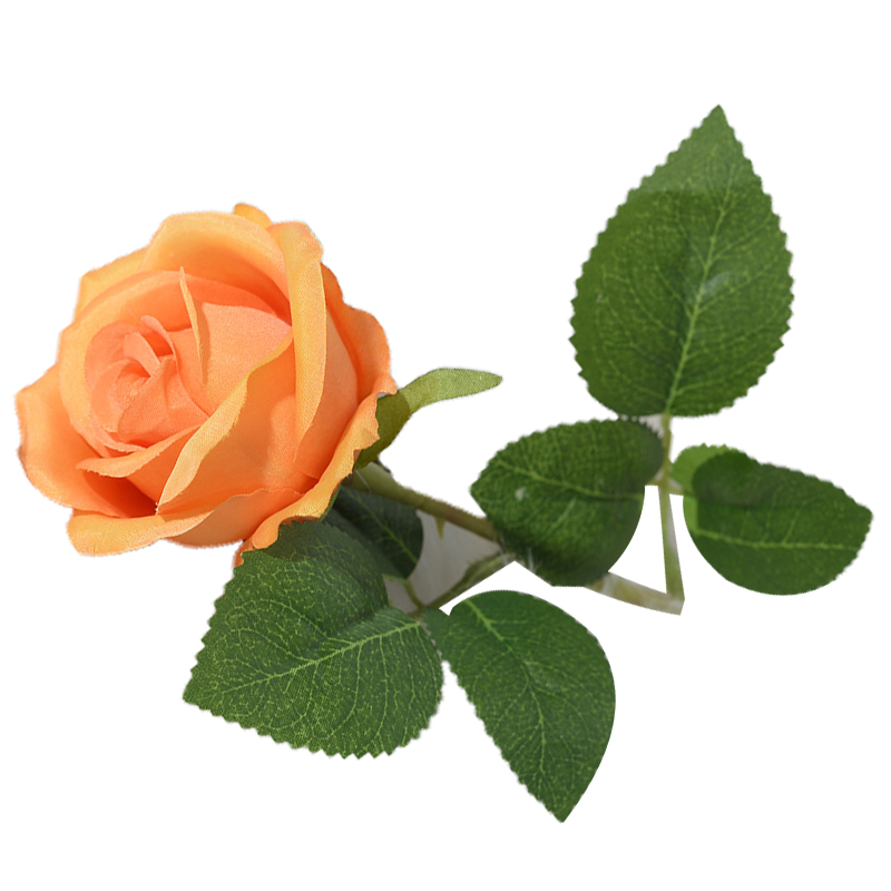 Künstliche Orangefarbene Seidenrose, Realistische Nachbildung Einer Blume Für Wohnzimmer Und Heimdekoration, Einzigartiges Blumenornament, Flexibler Stiel, Ideal Für Vase Und Gesteck.