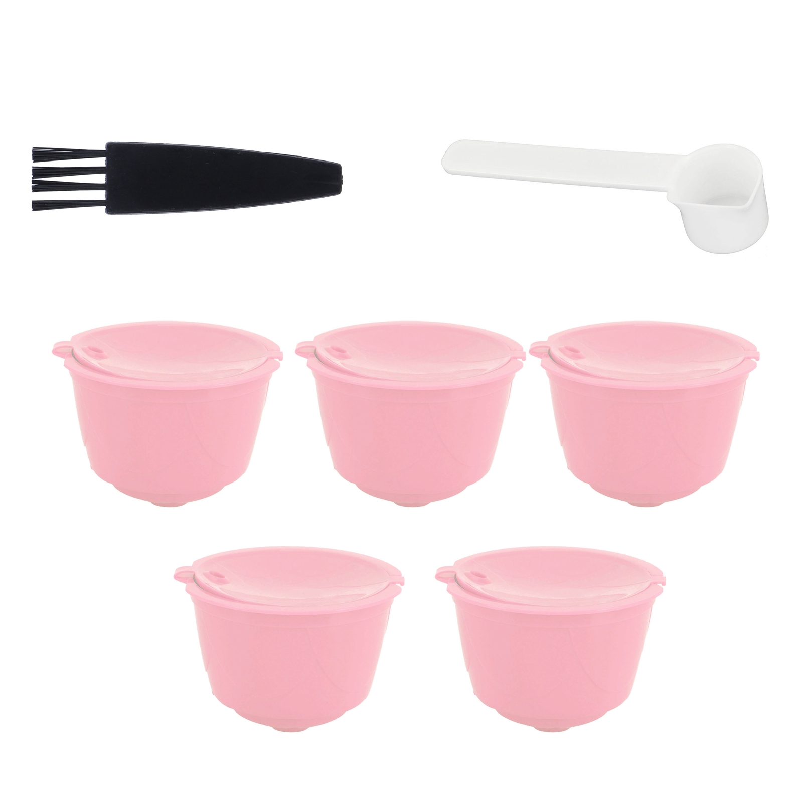 Wiederverwendbares Und Nachfüllbares Kaffeekapsel-set Mit Filter Und Tasse, Zubehör Für Dolce Gusto (rosa, 5 Kapseln, 1 Löffel, 1 Reinigungsbürste)