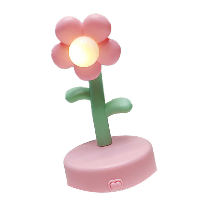 Niedliche Tischlampe Mit Blumenmuster, Tragbares Nachtlicht, Dekorative Schreibtischlampe, Büro-/schlafzimmerdeko, Rosa