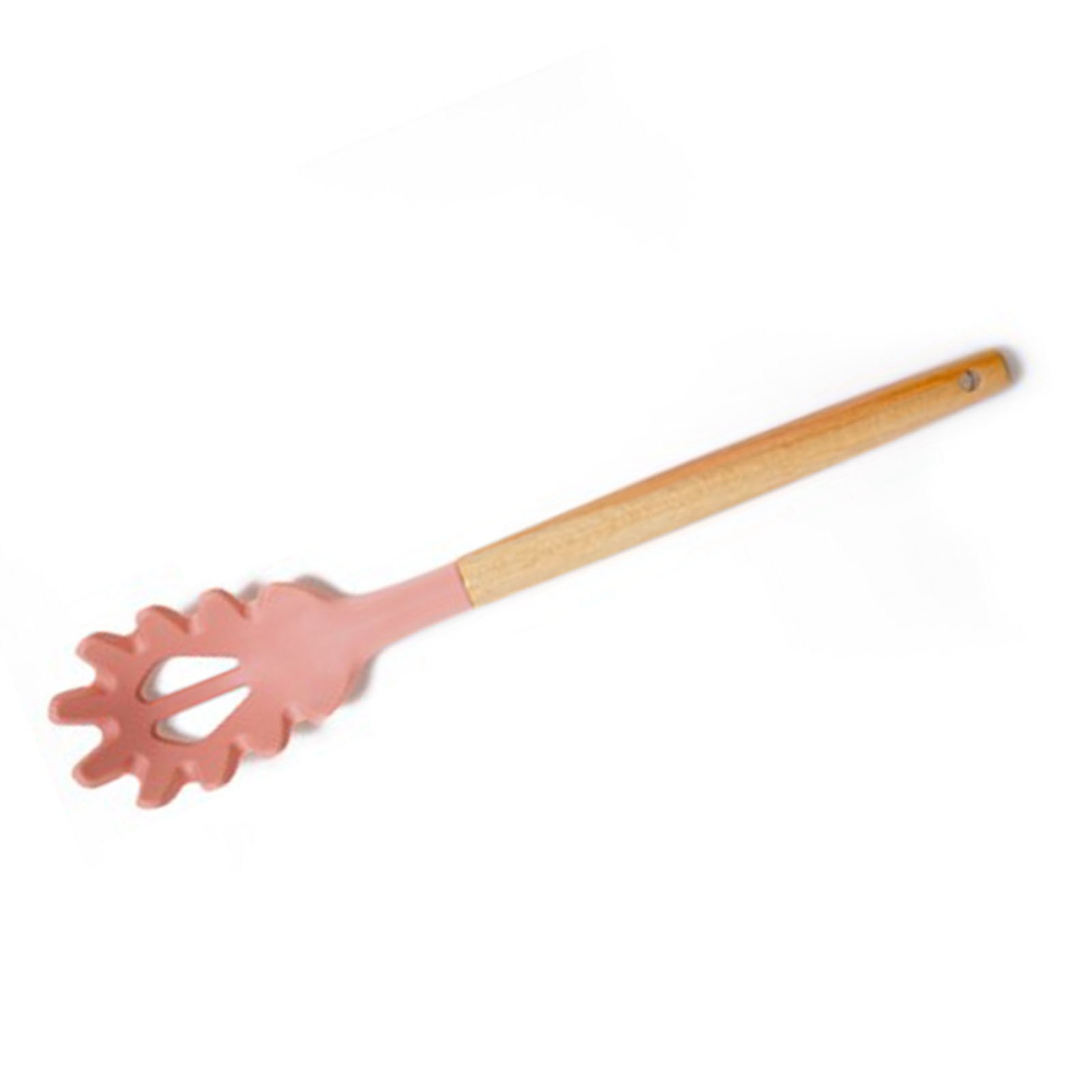 Rosa Silikon-pastalöffel Mit Holzgriff, Hitzebeständig, Liegt Gut In Der Hand, Ideal Für Nudeln Und Spaghetti, Ein Praktisches Küchenaccessoire