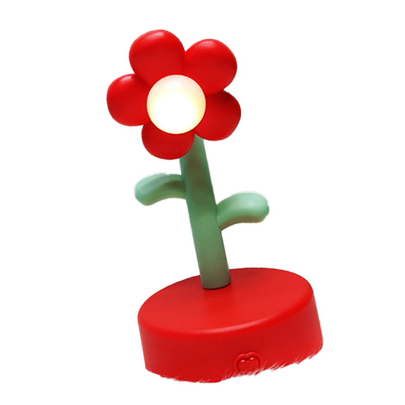 Niedliche Blumen-tischlampe, Tragbares Nachtlicht, Dekorative Schreibtischlampe Für Büro Und Schlafzimmer, Rot