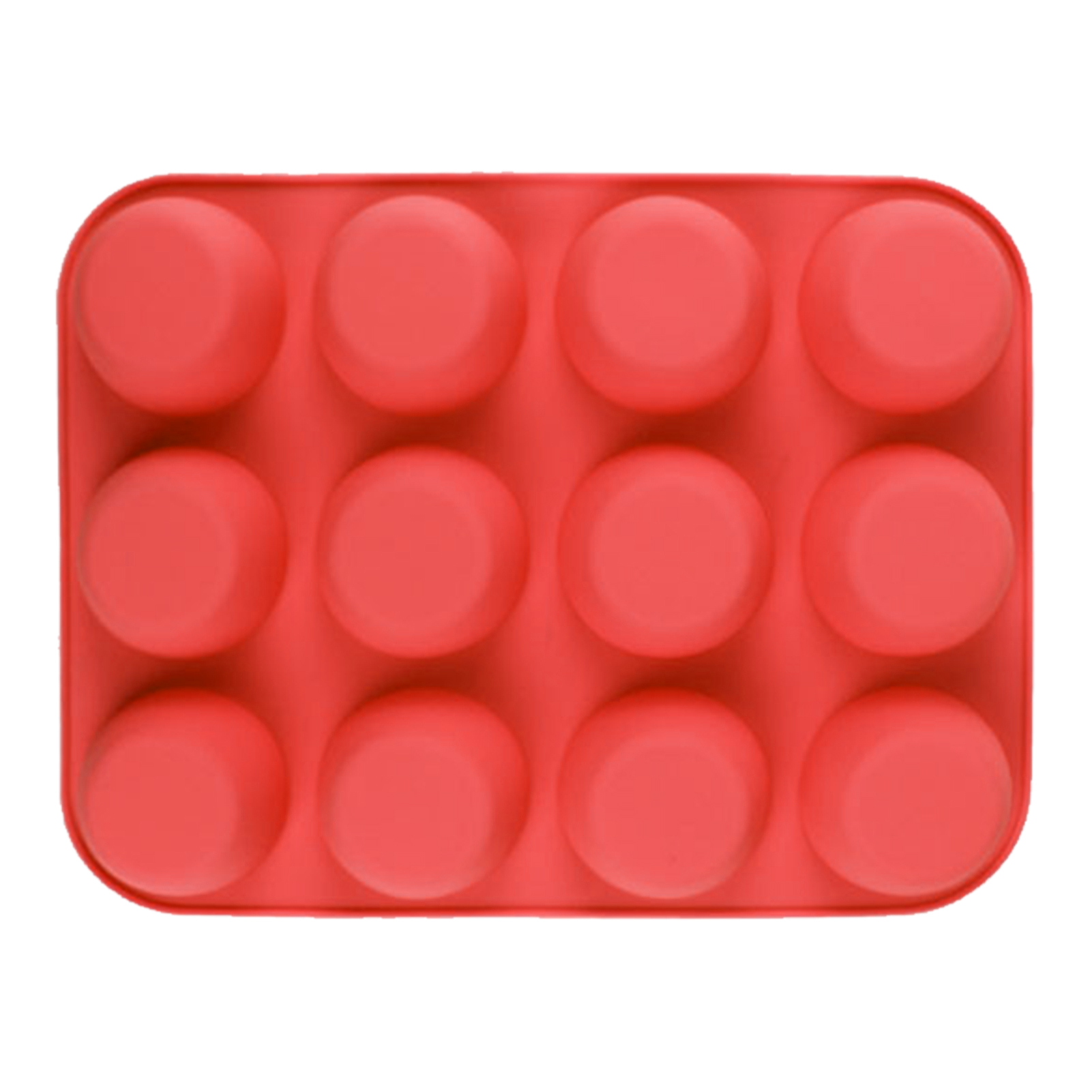 Rote Cupcake-form, 12 Mulden, Rund, Flexibles Silikon, Leicht Zu Lösen, Für Muffins, Gelatine, Seife, Kerzen