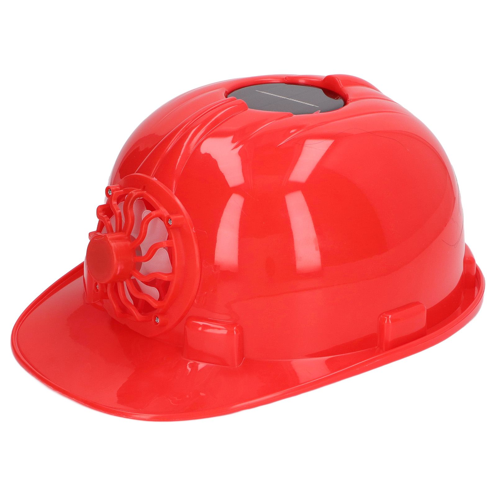 Roter Bauhelm Mit Solarventilator, Belüfteter Kunststoffschale, Atmungsaktiver Schutz, Herausnehmbarem Futter, Für Sommerliche Bauarbeiten Im Freien