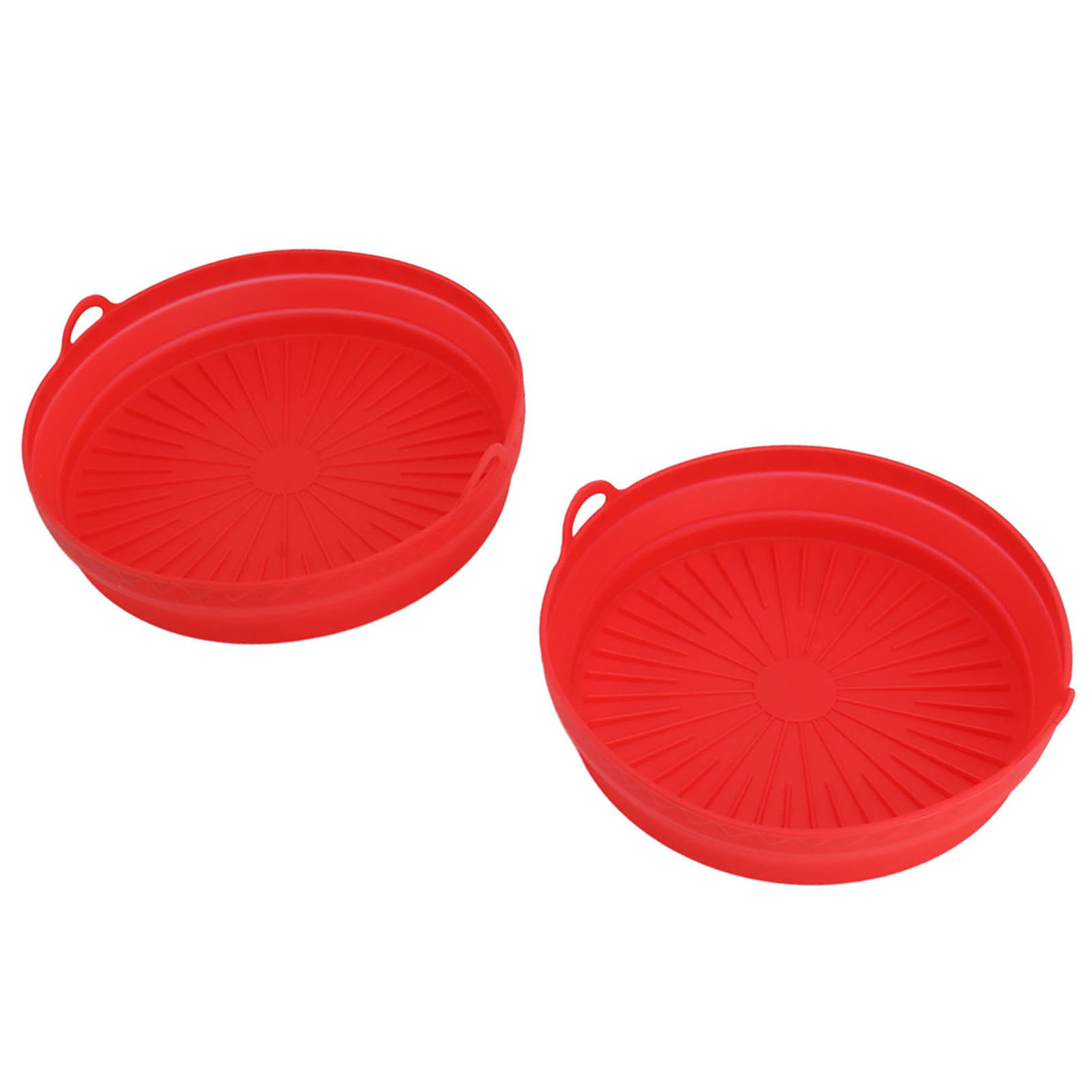 Set Aus 2 Roten Silikon-fritteusekörben, Wiederverwendbar, Faltbar, Frittierschüsseln, Antihaftbeschichtetes Küchenzubehör, Flexibles Kochsieb.