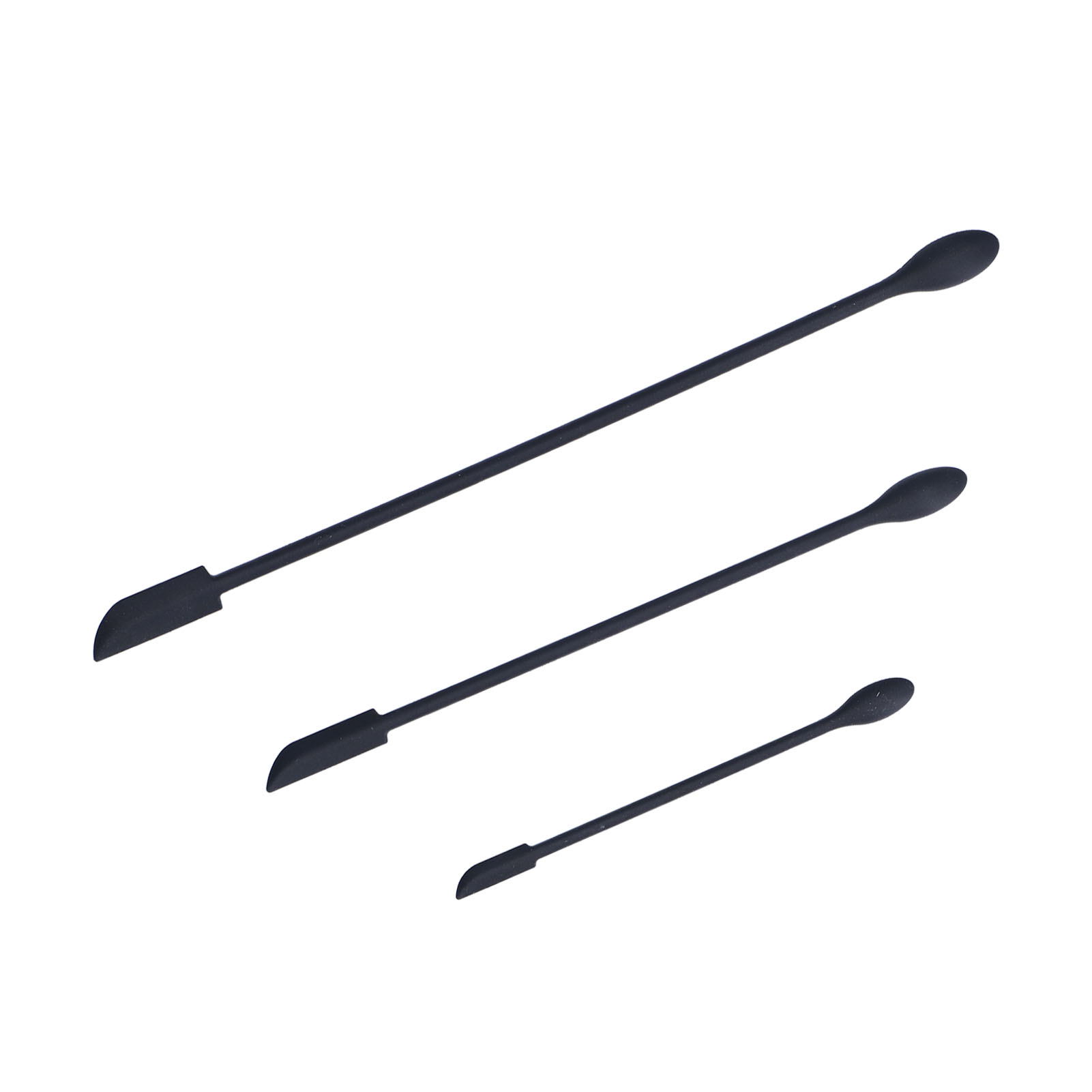 Set Mit 3 Doppelseitigen, Lebensmittelechten Silikonspateln, Schwarz, Ideal Zum Kochen, Für Marmelade, Sahne Und Make-up.