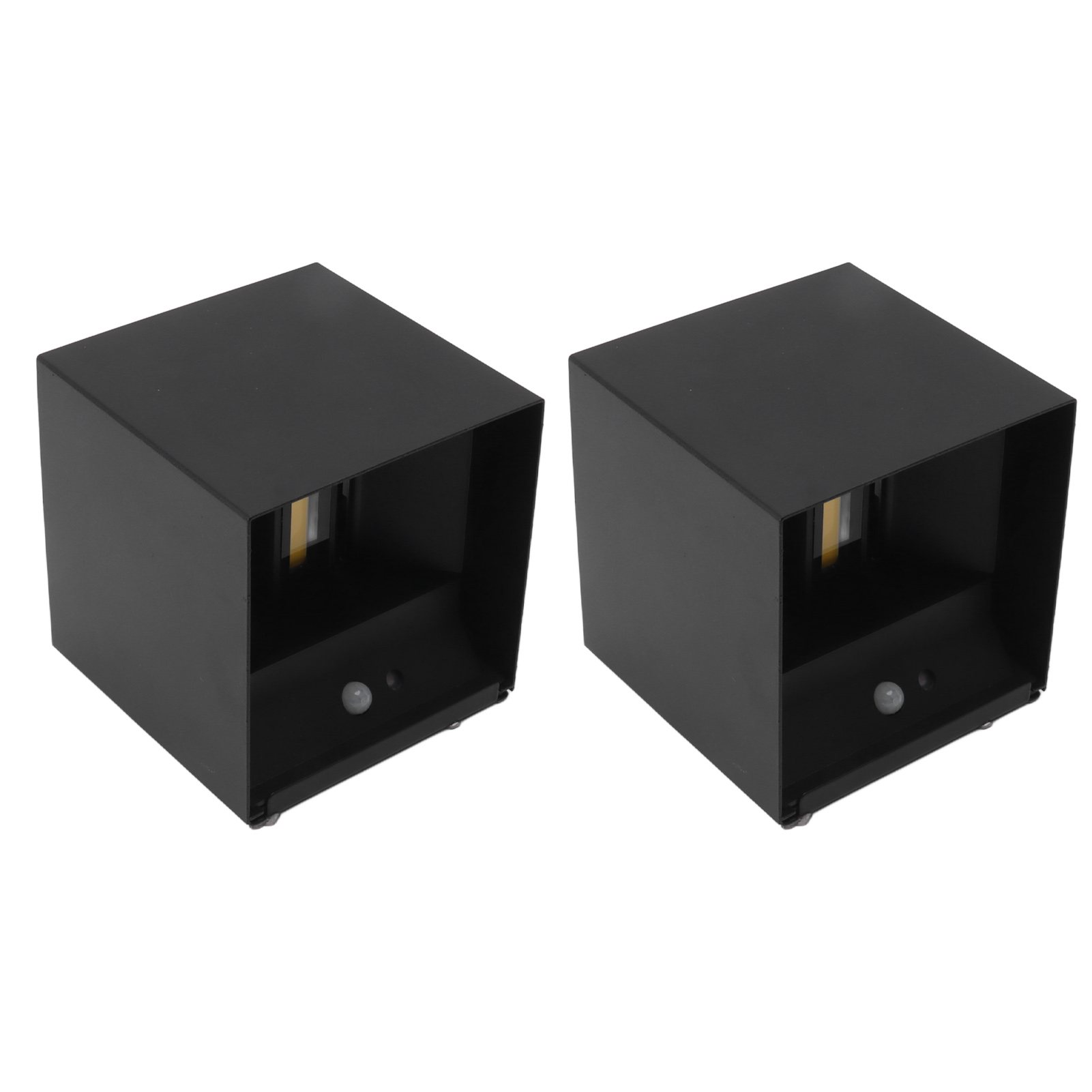 Set Mit 2 Led-wandleuchten (6 W), Magnetfuß, Bewegungsmelder, Quadratisches, Warmweißes Licht, Höhenverstellbar, Für Flure Im Innenbereich, Schwarz
