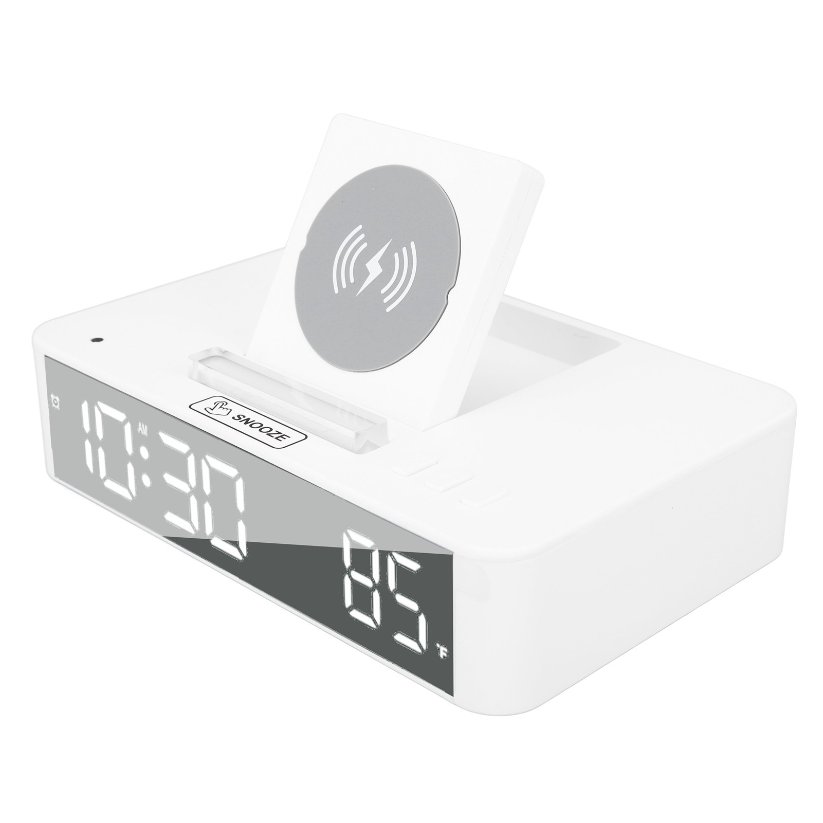 Digitaler Wecker Mit 10 W, Aufklappbarem Led-spiegel Und Kabellosem Ladegerät (10 W), Ideal Für Schlafzimmer, Büro Oder Zuhause (en001, Weiß).