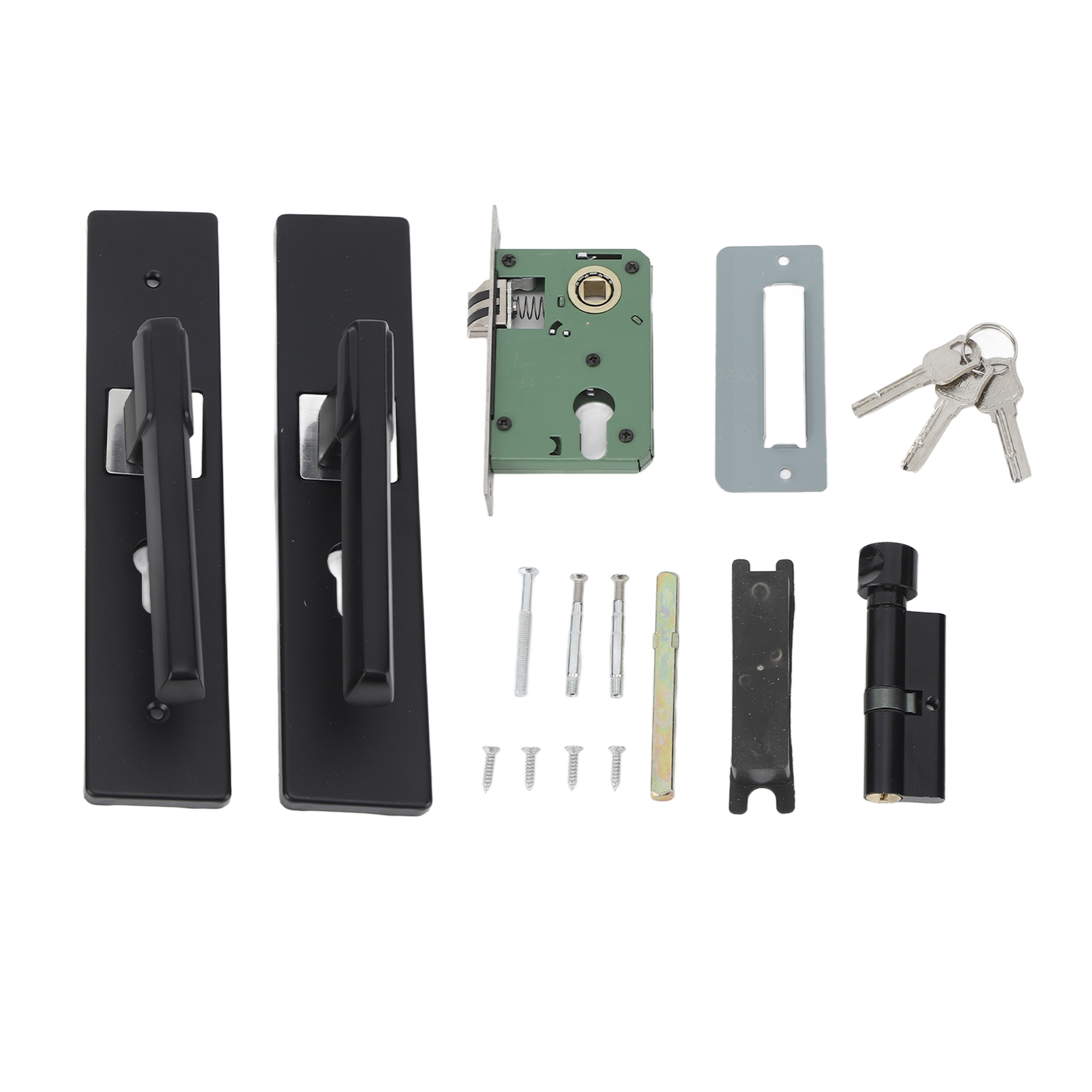 Türgriff Aus Aluminiumlegierung, Schlossset Mit Schlüsseln Für Schlafzimmer, Badezimmer Und Büro, Mattschwarze Oberfläche, 1 Set
