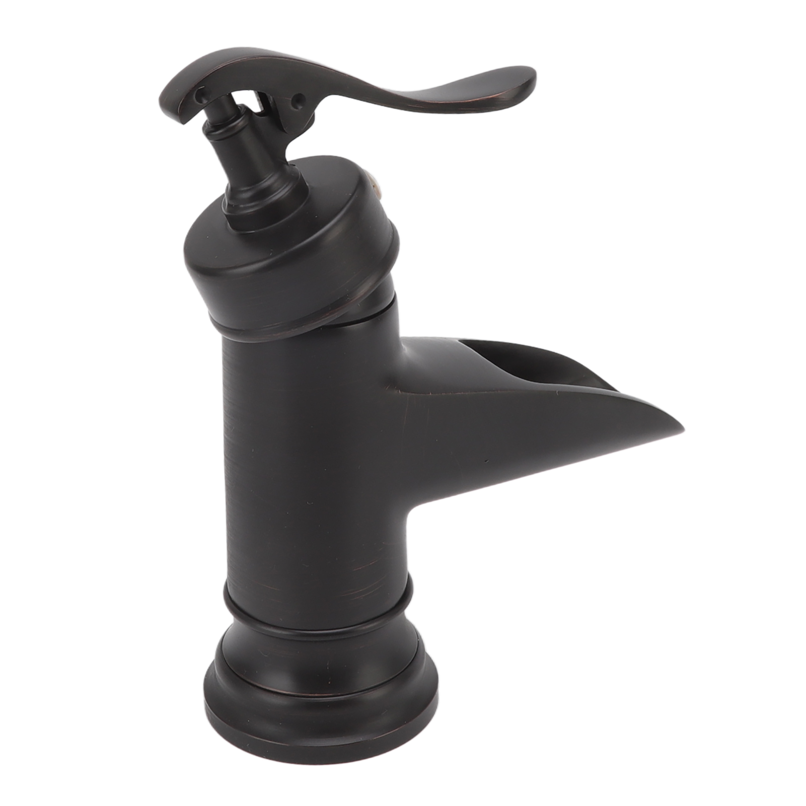 Einloch-waschtischarmatur Aus Kupfer, Wasserfallauslauf, Unterbau-mischbatterie Für Wc, Warm- Und Kaltwasser, Schwarz