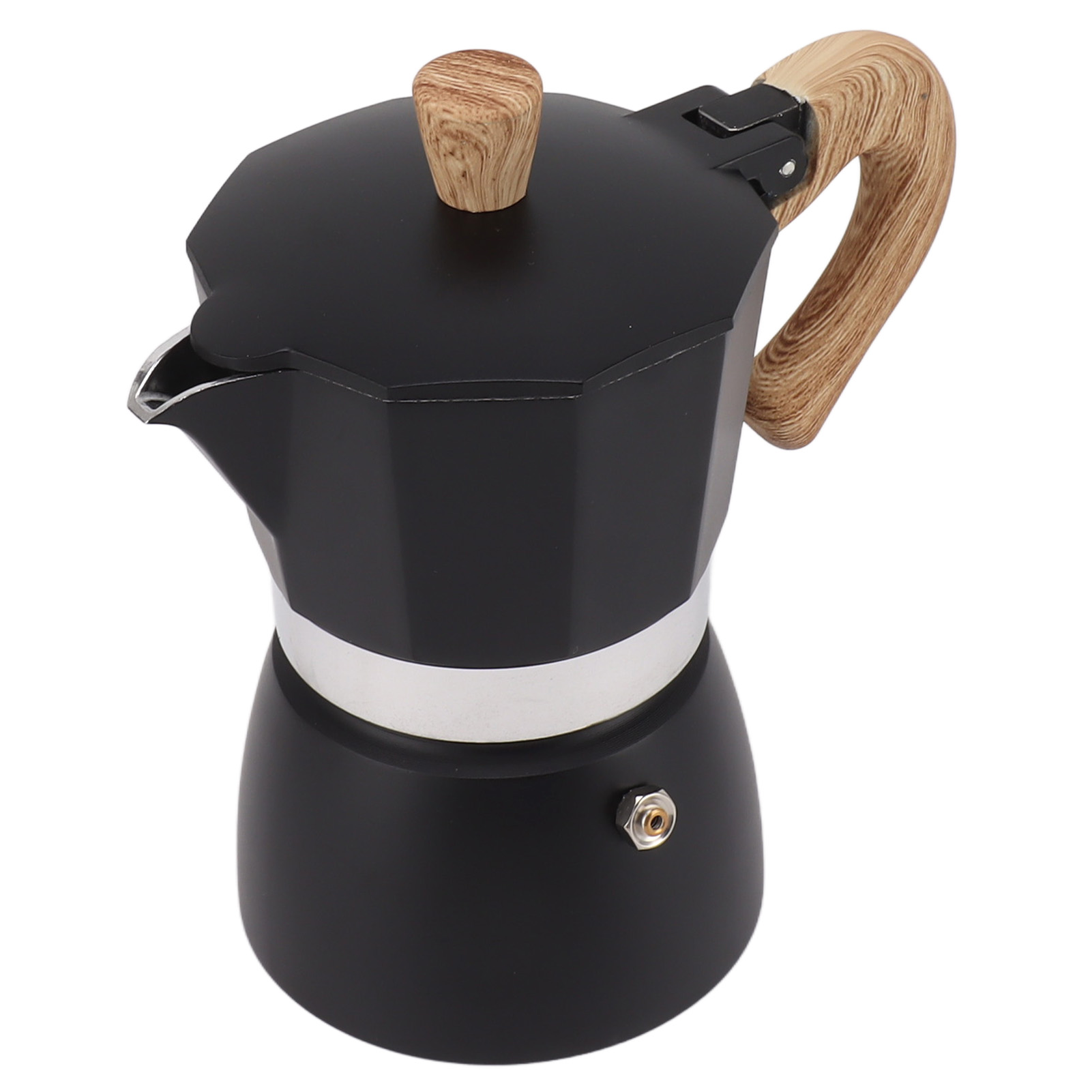 Klassische Achteckige Moka-kanne Aus Aluminium, Tragbare Italienische Kaffeemaschine, 6 Tassen, Schwarz, Für Camping, Zuhause Und Zum Aufbrühen Von Hand