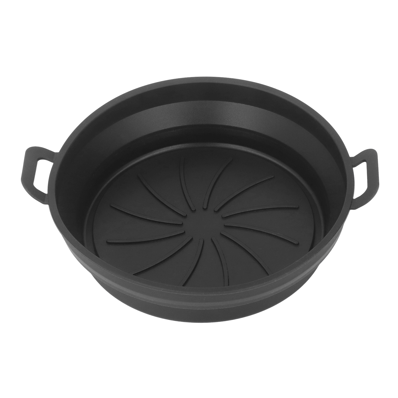 Set Aus Lebensmittelechtem Silikon Für Zusammenklappbare Heißluftfritteusen, Hitzebeständig, Rund, Schwarz, Ø 19 Cm, Kompatibel Mit Heißluftfritteusen