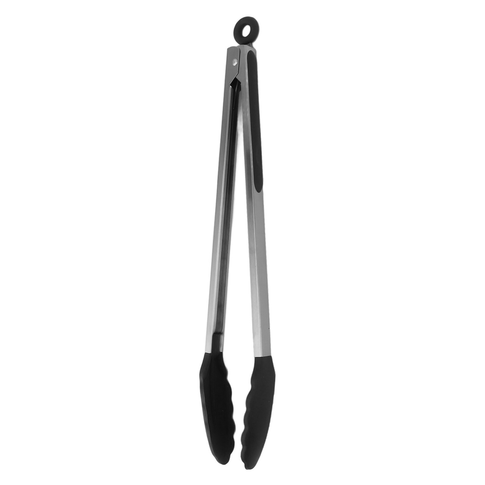 Küchenzange Aus Silikon Und Edelstahl, Hitzebeständig, Rutschfest, Zum Servieren Und Kochen, Schwarz, 40 Cm (15,7 Zoll).