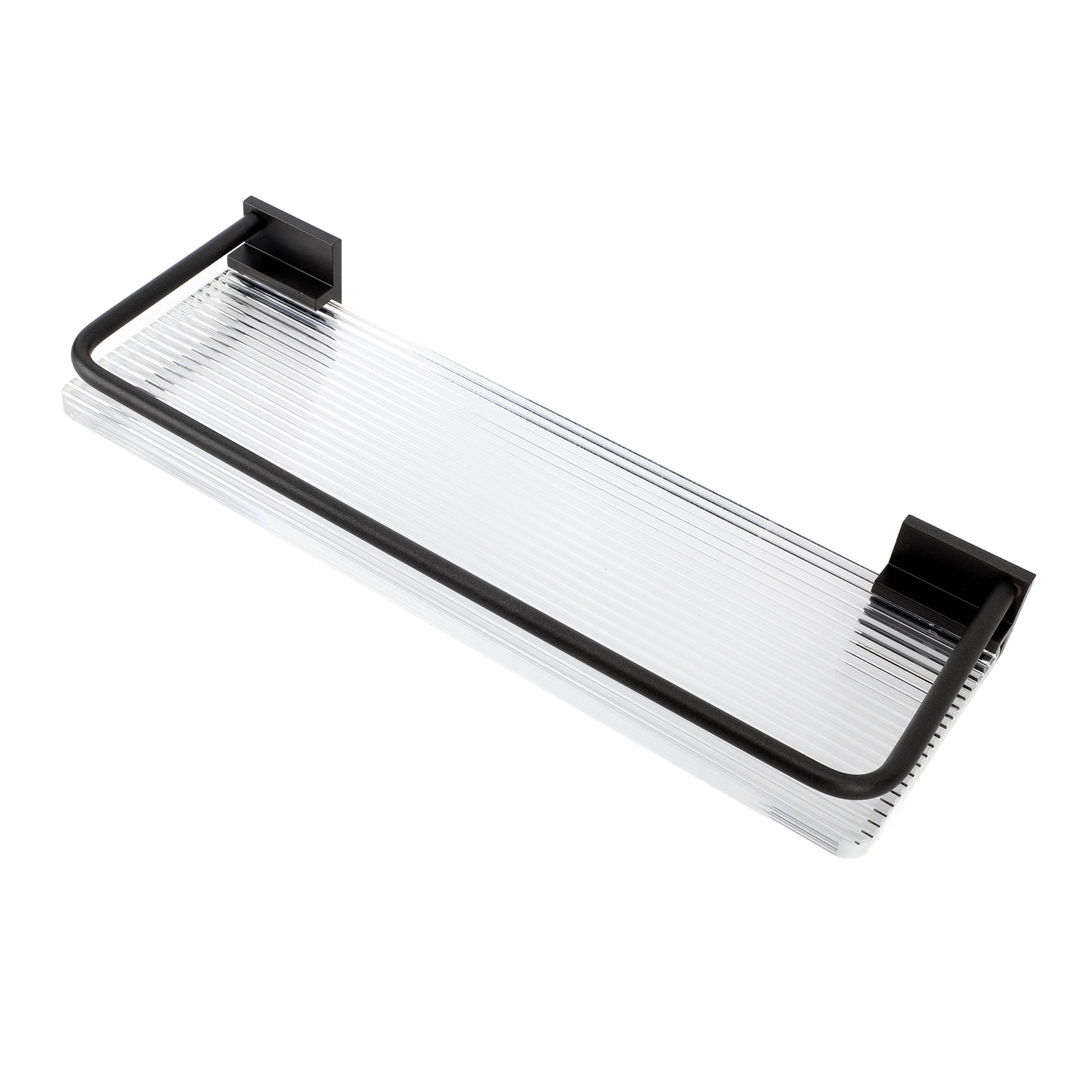 30 Cm Hohes, Wandmontiertes Badezimmerregal, Handtuchhalter Aus Aluminium Und Acryl, Schwarz, Robuste Wandaufbewahrung, Moderner Badaccessoirehalter