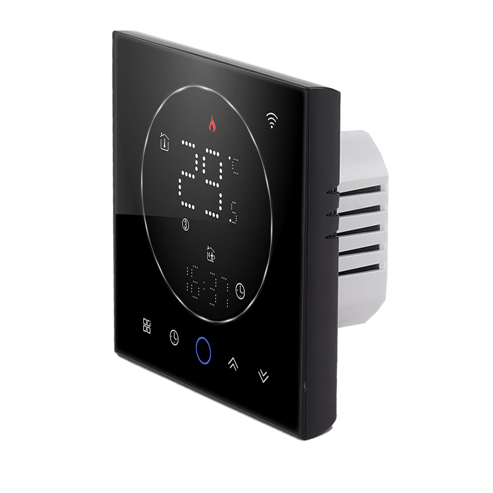 Ac95-240v Wlan-smart-thermostat, Led-anzeige, Sprachsteuerung, Schwarzer Elektroheizungs-programmer, Energiesparend, Ip20, Smart-home-kompatibel