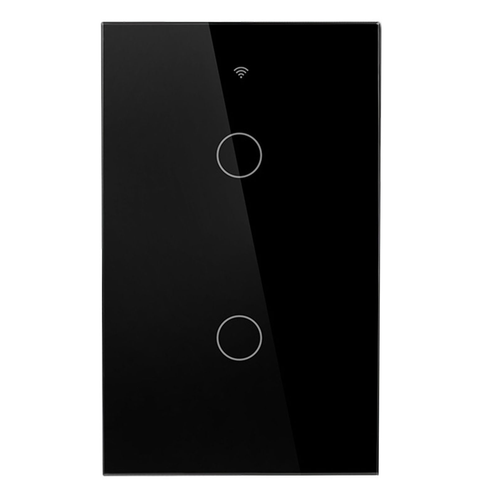 Intelligenter Wlan-wandschalter Mit 2 Touch-tasten, Tuya-kompatibel, Fernsteuerung Per Smartphone, Sprachfunktion Und Timer, Für Zuhause, Schwarz
