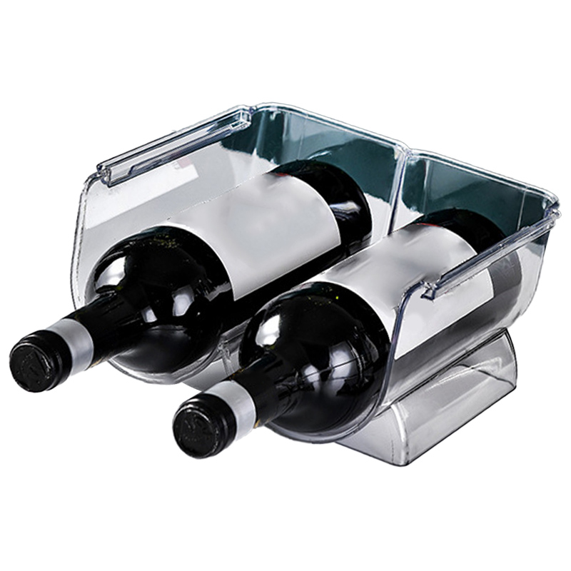 Stapelbarer, Transparenter Weinflaschenhalter Aus Kunststoff, Präsentationsständer Für 2 Wasserflaschen, Transparent