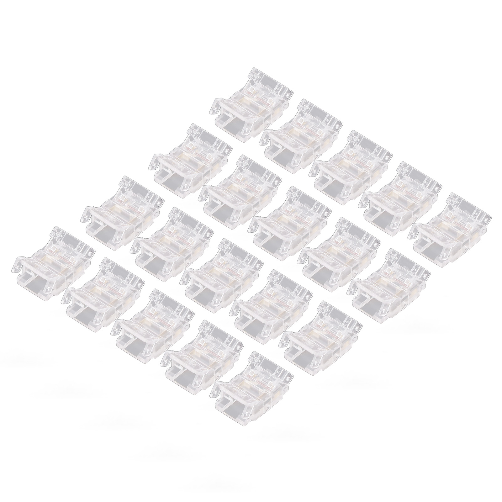 Lötfreier 2-pin-led-stecker, 20 Stück, Transparent, Drahtstreifenadapter, Ohne Spalt