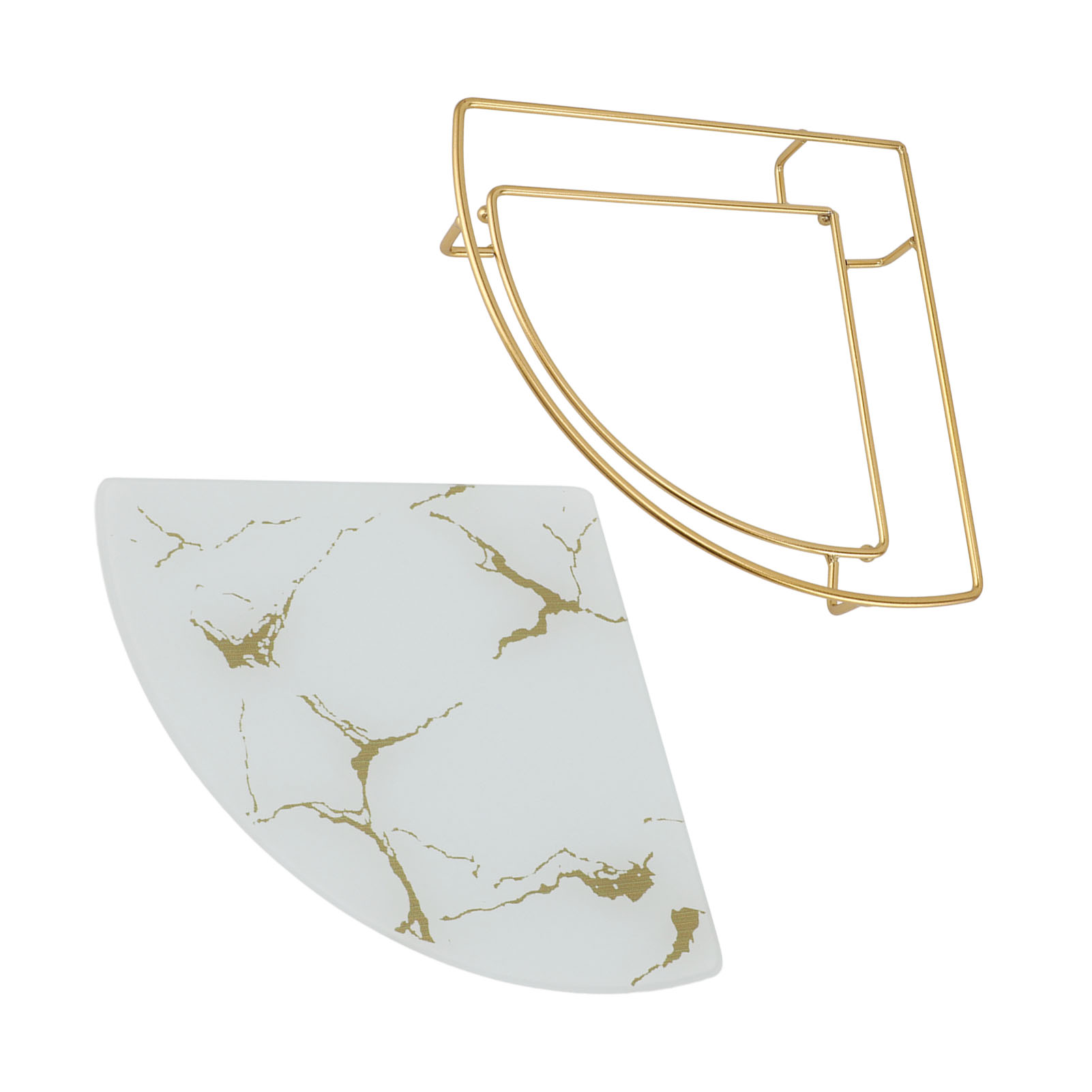 Dreieckige, Strukturierte Badezimmerablage In Goldoptik, Luxuriöser Organizer Für Seife, Handtücher, Toilettenpapier, Schmuck Und Make-up, Weiß